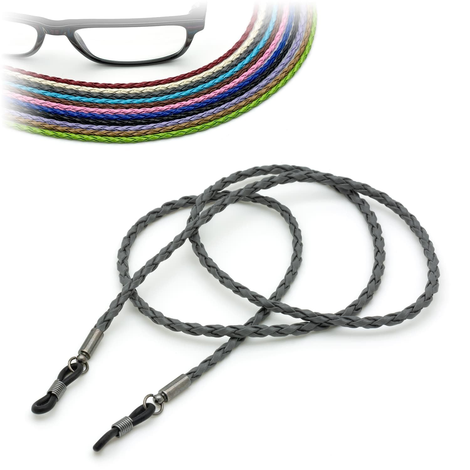 Ckb Ltd Unisex Grey Pu Leather Spectacle Glasses Strap Sunglasses Cord Holder Neck Lanyard String 70Cm, 1 Piece