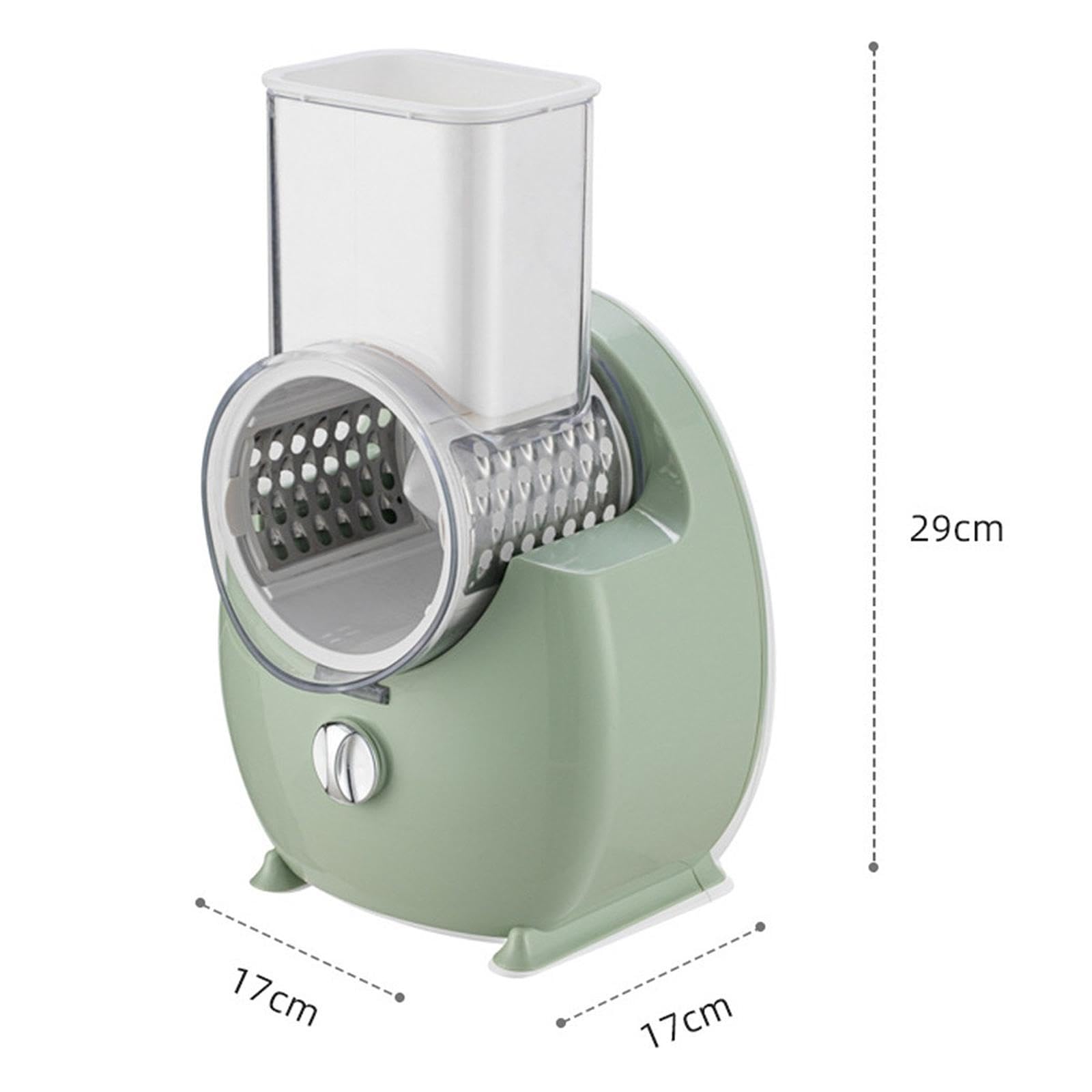 Fenteer Grattugia elettrica per Formaggio Affettatrice per Verdure con da 3 Pezzi Trituratore a Tamburo Rotante Multifunzionale per Carote e cetrioli, Verde