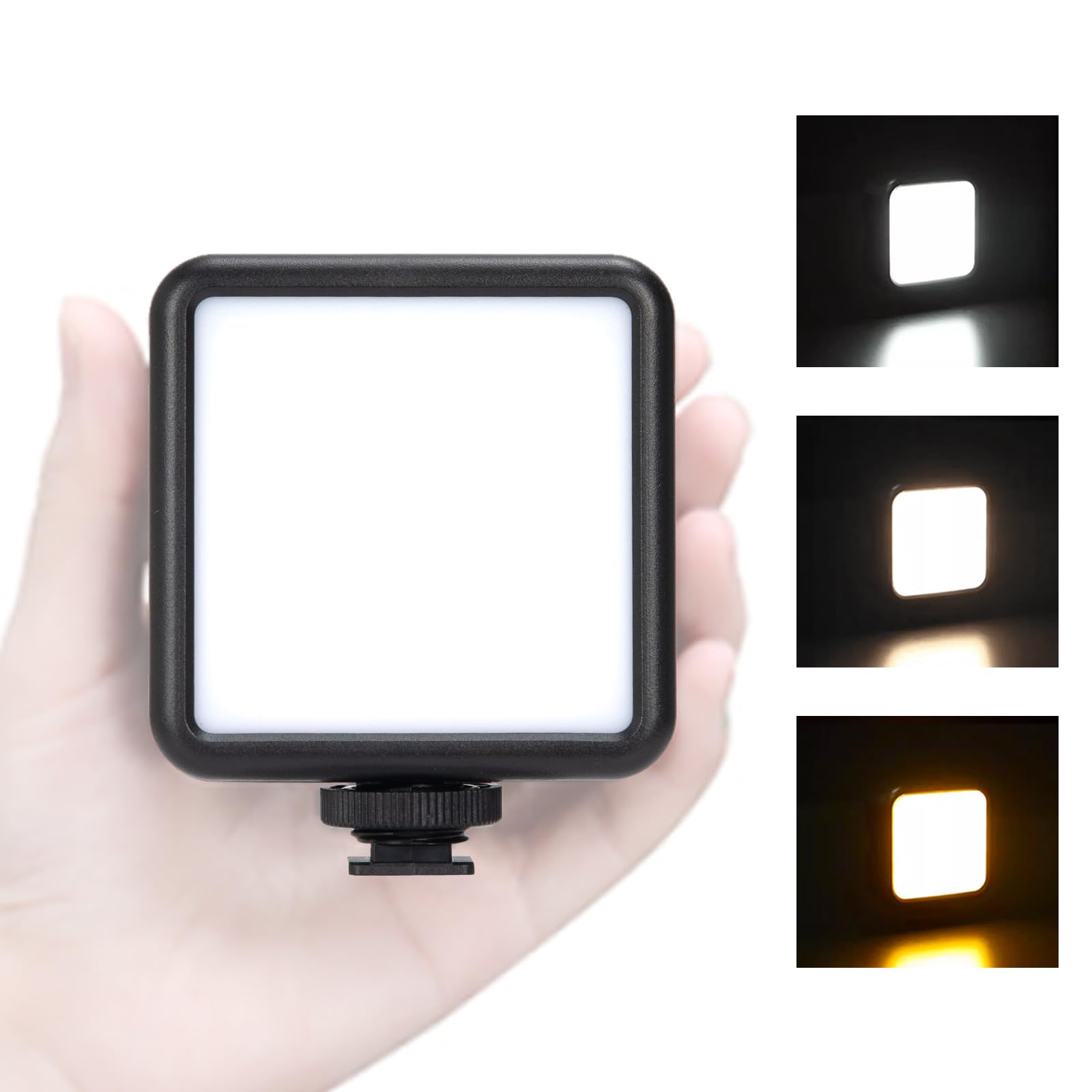 TARION Lampe vidéo LED pour caméra - Mini éclairage de caméra Portable Bicolore sur caméra vidéo à intensité Variable 2500-7000K 1800mAh Lampe de vlogging Rechargeable avec 3 Lampes Froides LPL-01