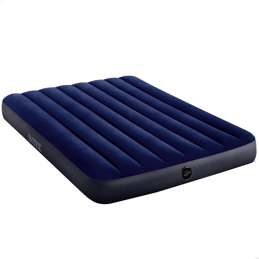 Intex 64758 - Materasso Gonfiabile Dura-Beam Classic Downy Piazza e Mezza, PVC, Blu, 137x203x25 cm