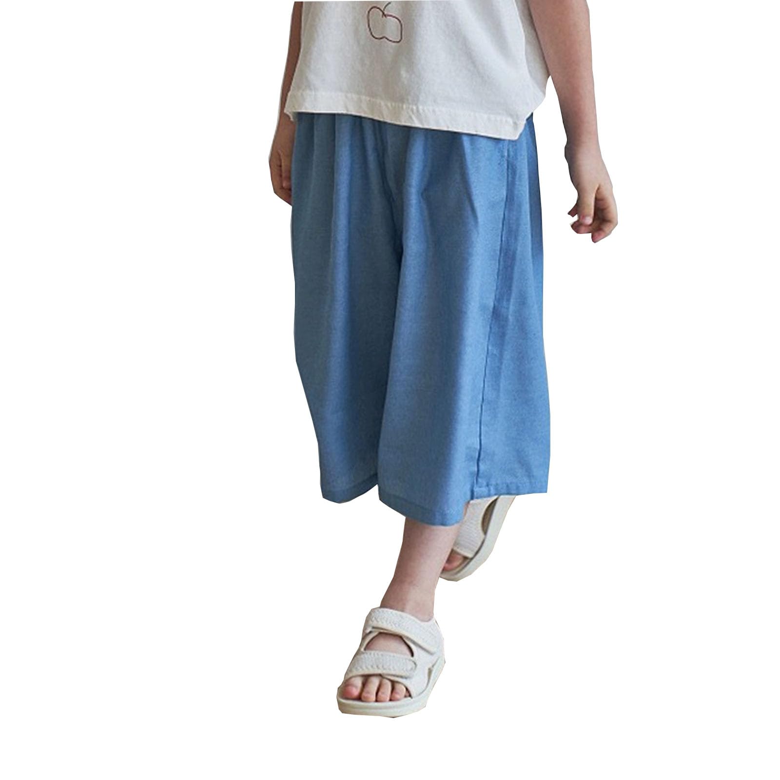 Toddler Girl Flare Pants with Ruffle Girls Lightweight Palazzo Baggy Wide Leg Pants for Girls Cropped Capris Pants Gift