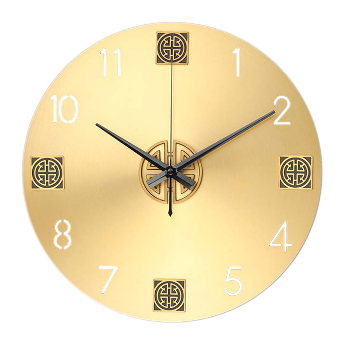 MYUYEE Household Square/Round Mute Wall-Mounted Clock, Living Room Copper Digital Clock/Silent Sweep Seconds