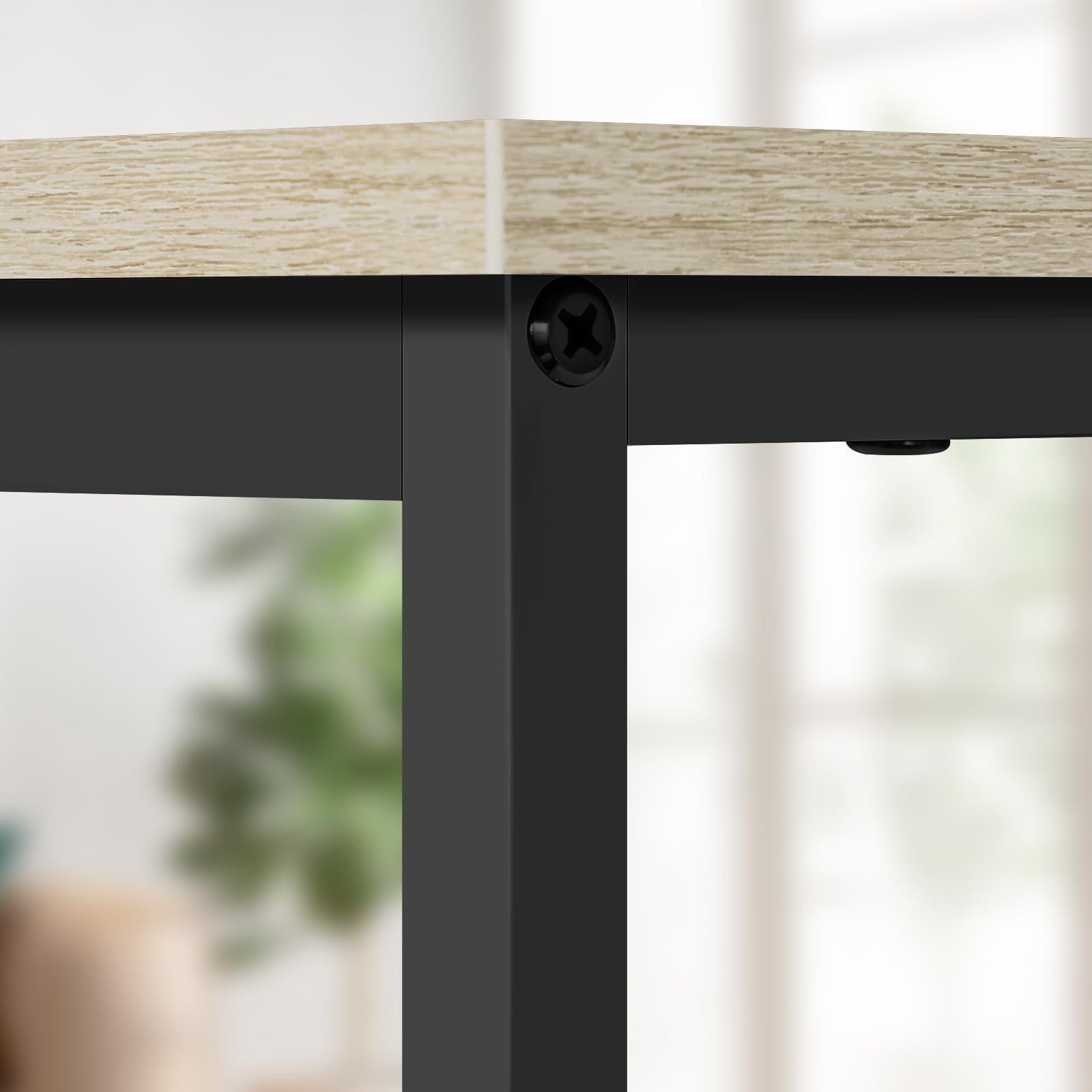 WOLTU Bureau d'Ordinateur, Table Informatique, 80x60x70cm, Chêne Clair+Noir | avec Piétement Métallique, pour Bureau, Salon, Chambre, en Bois Composé