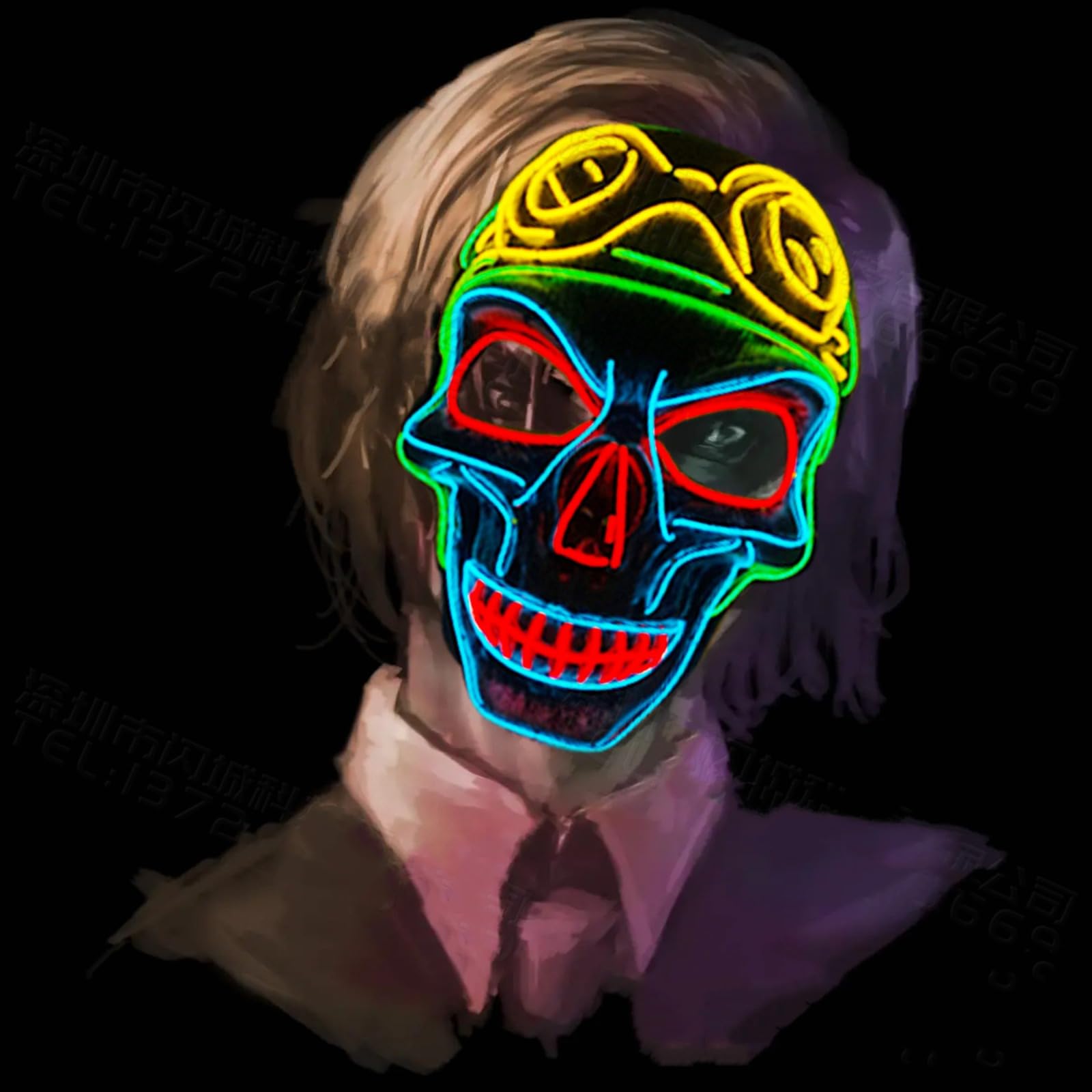 お面 ドクロ 花 被り物 コスプレ LED付き 手作り Skull Mask Tutorial