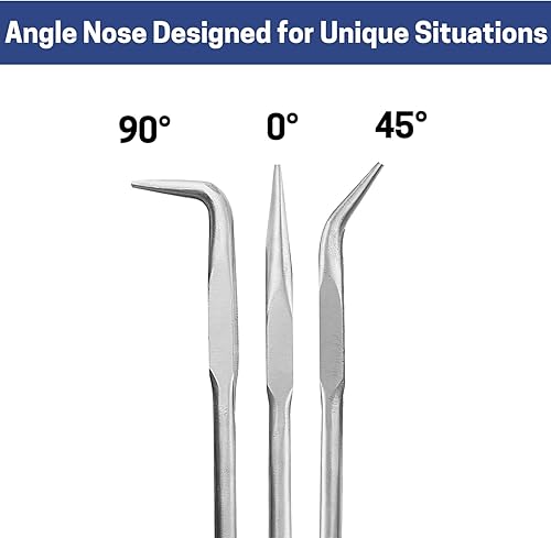 Miniatura 5 de WISEPRO Alicates de largo alcance  Alicates de punta larga de aguja de ángulo de 45 grados  para espacios estrechos y áreas limitadas