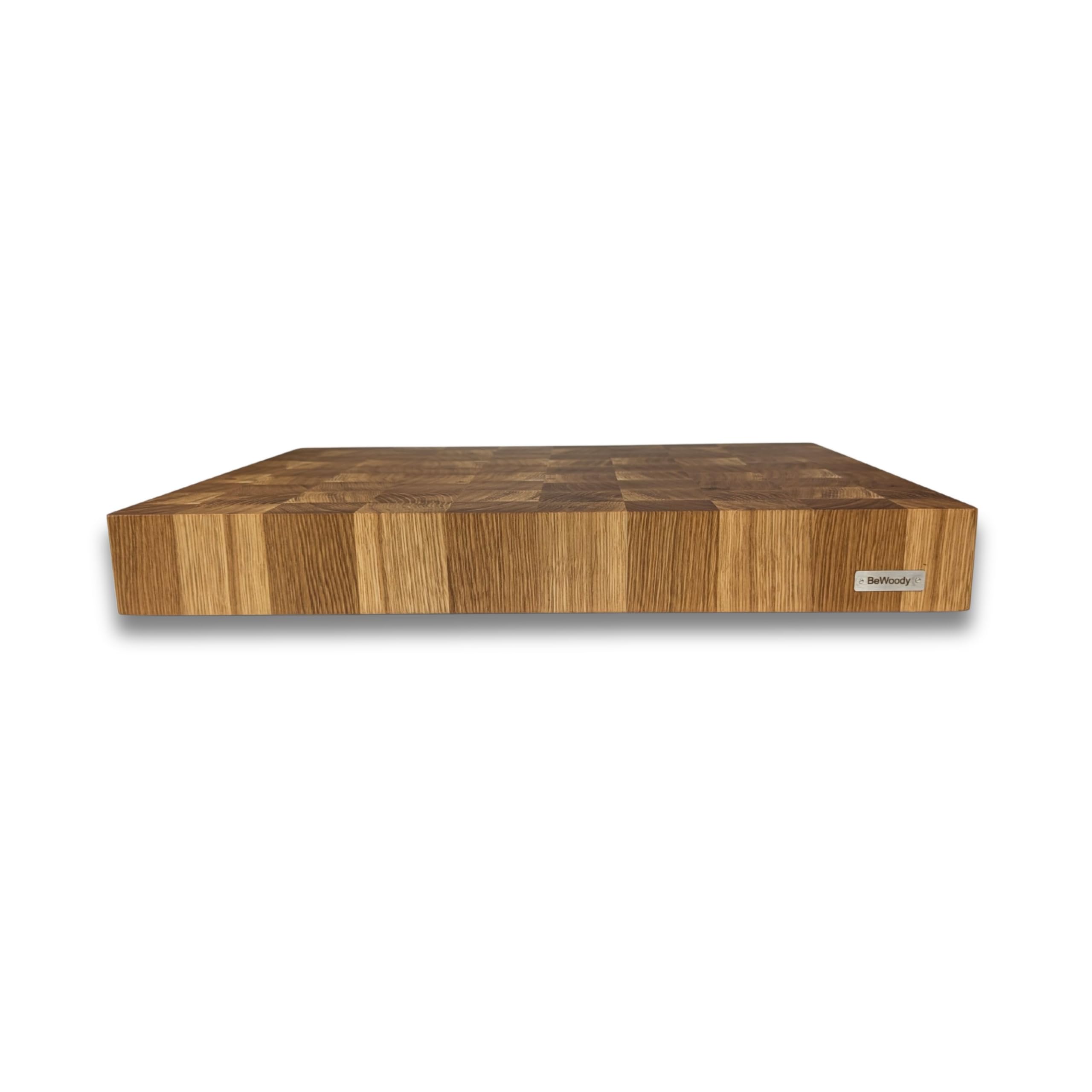 XXL Premium Stirnholzbrett Eiche 50x40x6 cm – Massives Schneidebrett & Hackblock aus Holz – Extra dick, Handgefertigt, Messerschonend – Profi Küchenbrett