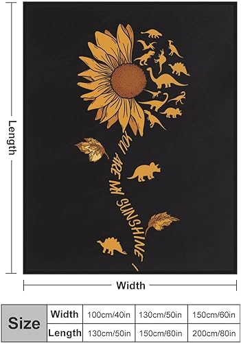 Miniatura 3 de Manta de dinosaurio y girasol, manta de franela de forro polar de 50 x 60 pulgadas, suave, cálida y ligera, mantas para sofá, cama, sofá de viaje