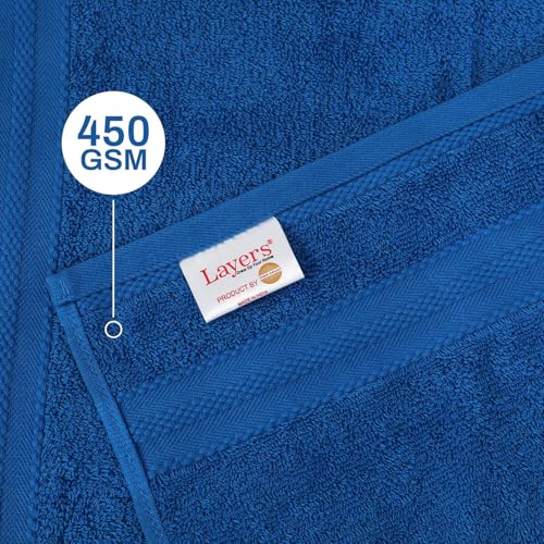 Image of Layers 100% Cotton Face Towels | 450 GSM Soft & Highly Absorbent | Aqua Plush Collection | Pack of 12 Super Soft Towels for Men & Women | 30 x 30 cm - Blue