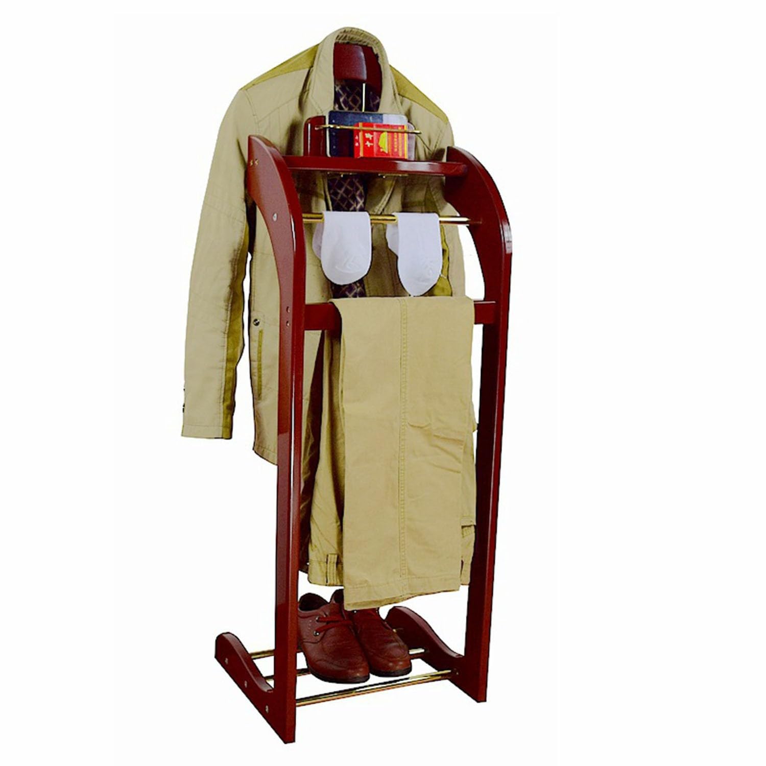 Valet de nuit sur pied cintre bois support costume pantalon chambre salon
