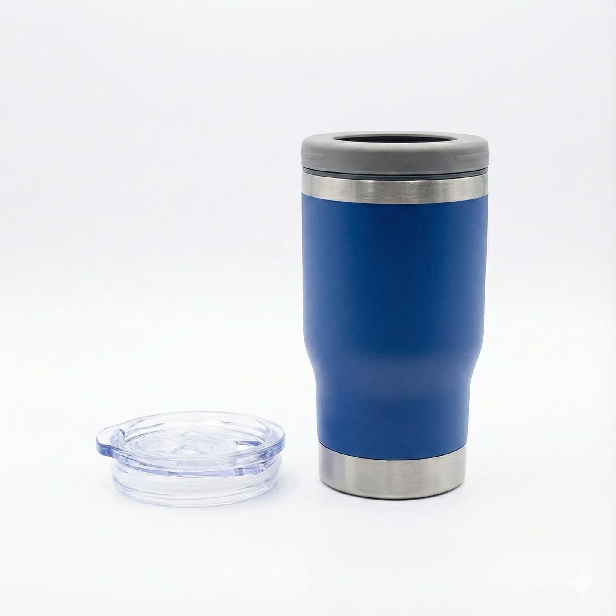 Copo Térmico 3 em 1 de Aço Inox, Azul, 420ml, Porta Long Neck, Lata e Bebidas, com Tampa