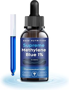 Pharmaceutical Grade Methylene Blue Supplement 1% Concentration, 60ml - Third-Party Tested, Formaldehyde-Free, Alcohol-Free, Supports Cognitive Function and Attention