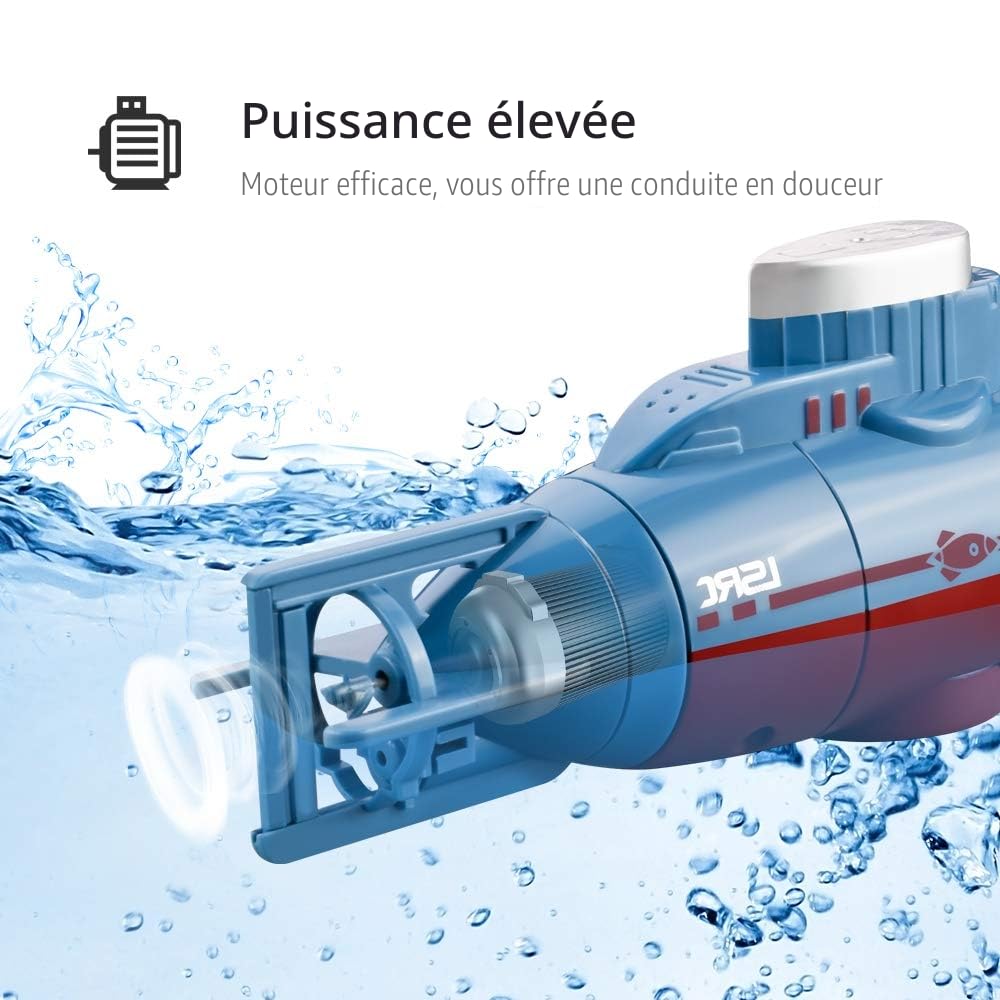 Mini Télécommandé sous-Marin Jouet, 6 Canaux RC Bateau avec Lumière LED