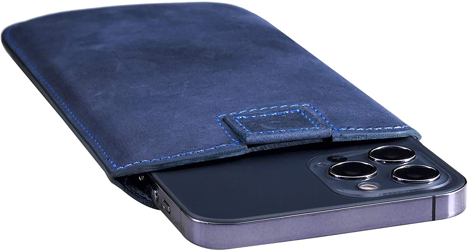 Suncase Custodia In Pelle Originale Per IPhone 13 Mini (5.4 Pollici) - Sottile Con Linguetta, Colore Blu - 4