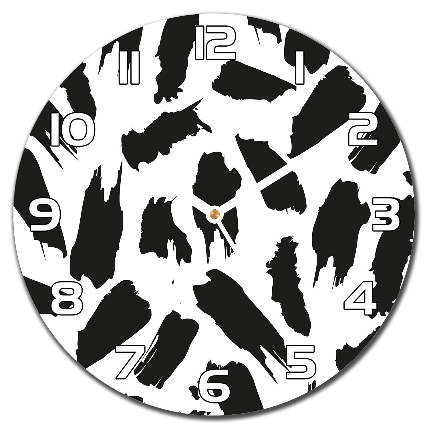 Horloge en verre murale moderne de salon au motif minimaliste coup de pinceau