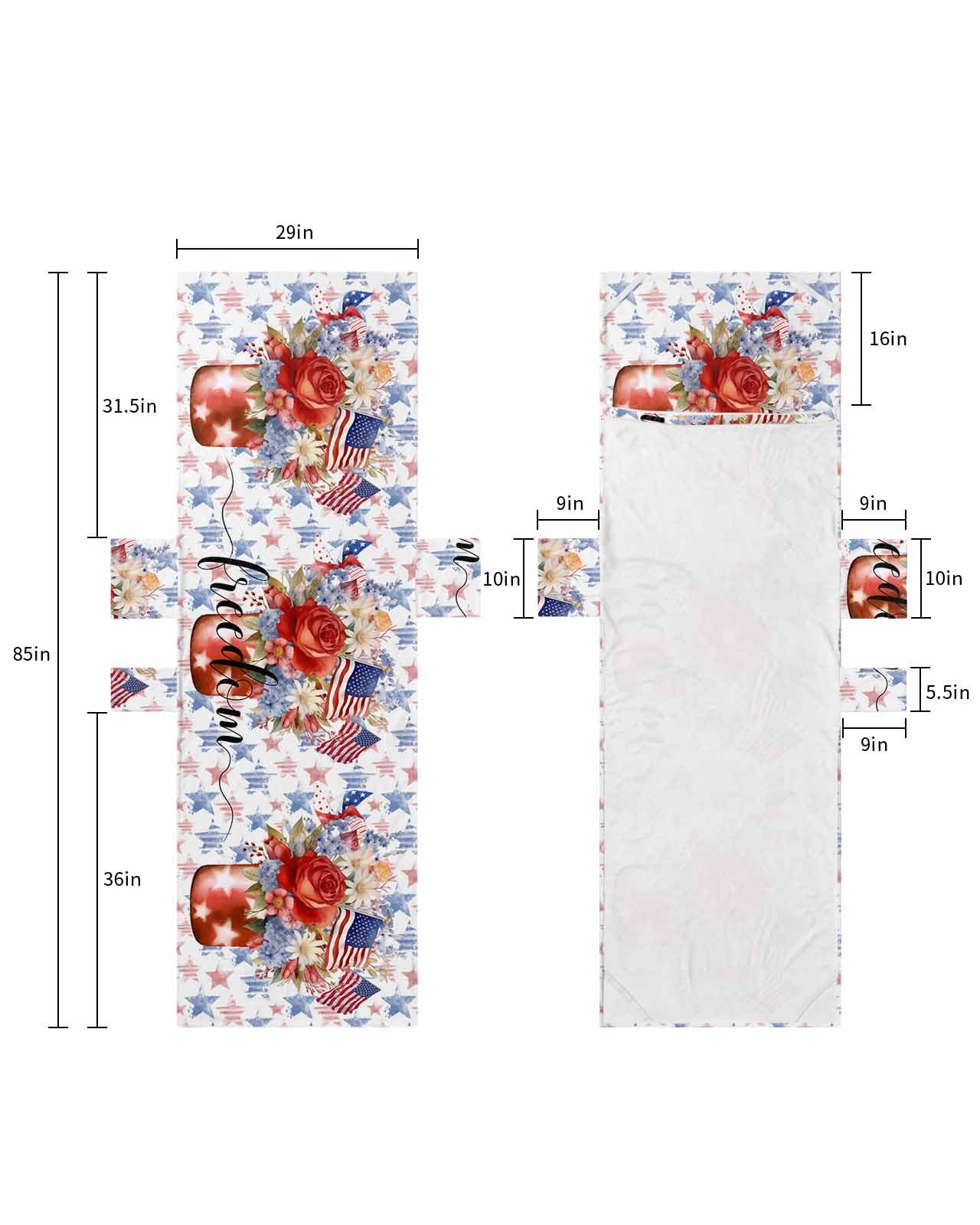 Blue Red Star 4th of July Beach Lounge Chair Towel Cover, Soft Chaise Lounge Towel with Side Pockets Patio Pool Chairs Cover for Beach/Pool Sunbathing 29x85 Watercolor Floral American Flag