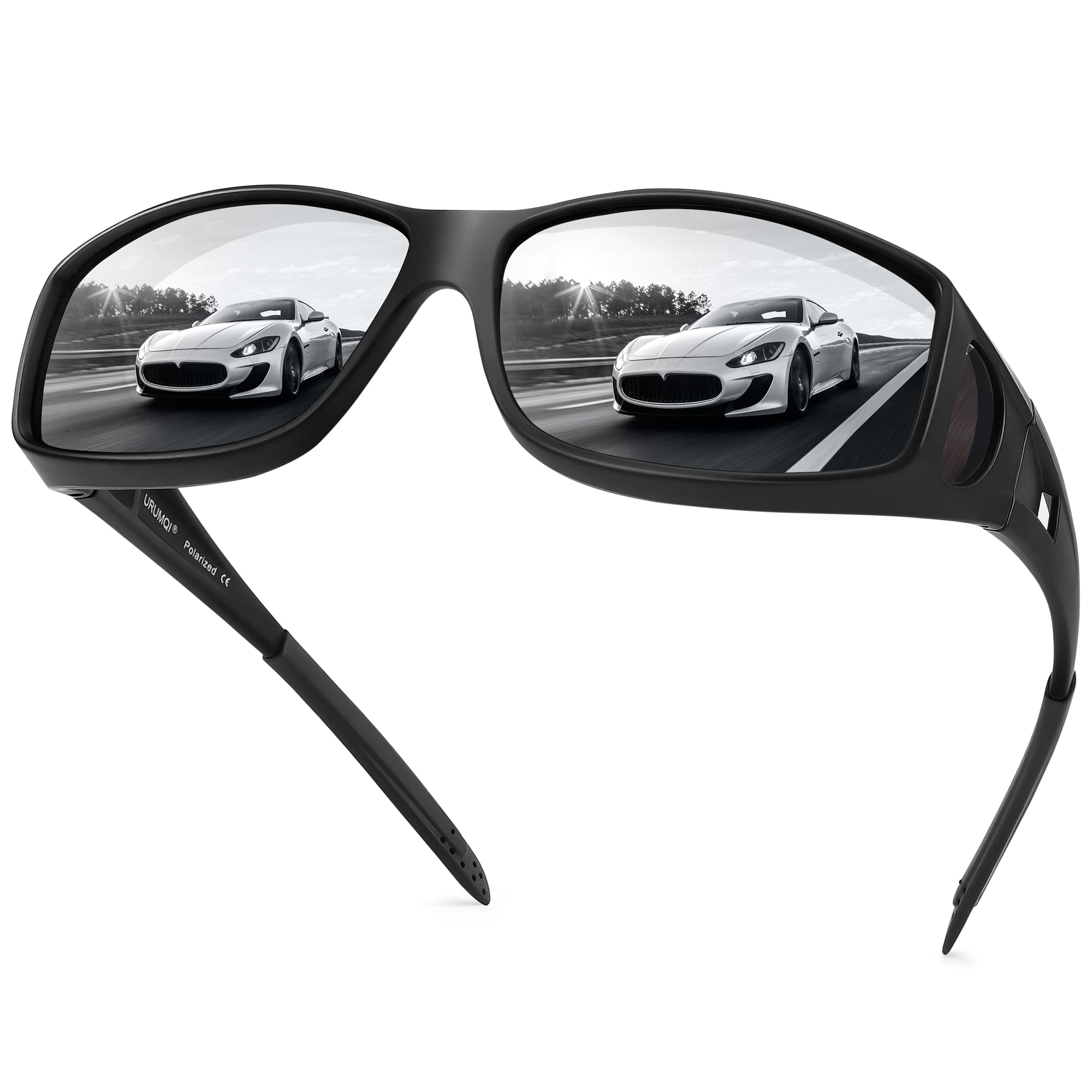 URUMQI Polarized Sunglasses Fit Over Glasses for Men Women, Wrap-around Driving Sunglasses 100% UV Protection