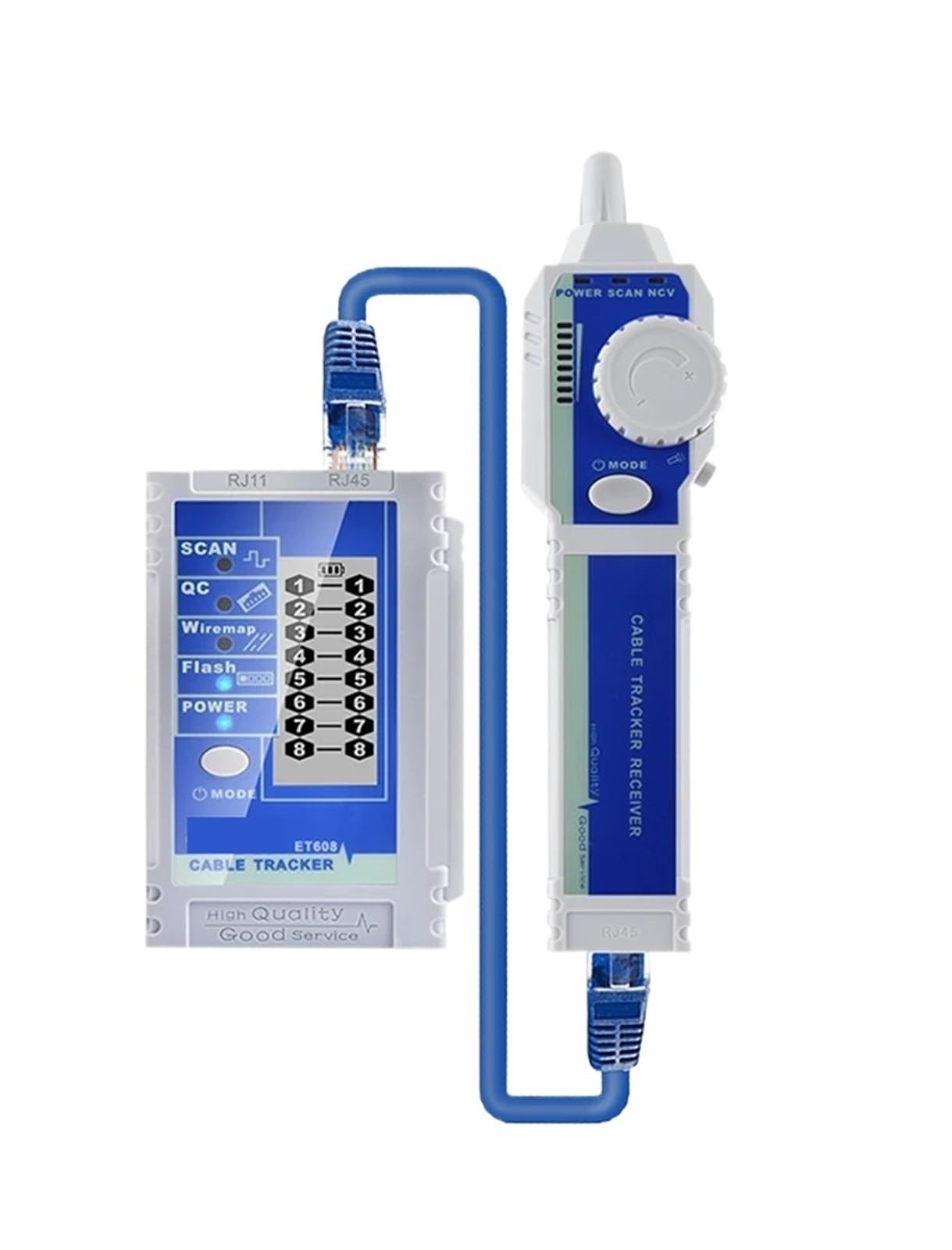 Cable Tracker, ET608 LCD Network Cable Tracer RJ45 RJ11 Crimp Test LAN Tester Line Finder 60V Withstand for Repair Tools