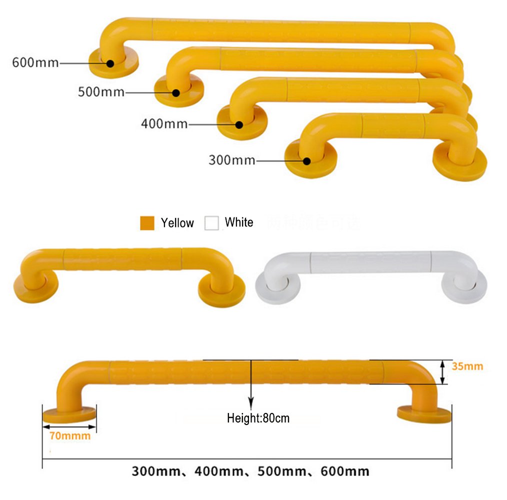 304 - Barra de acero inoxidable para baño, bañera, ducha, mango antideslizante, para niños mayores y mayores (60 cm), color blanco