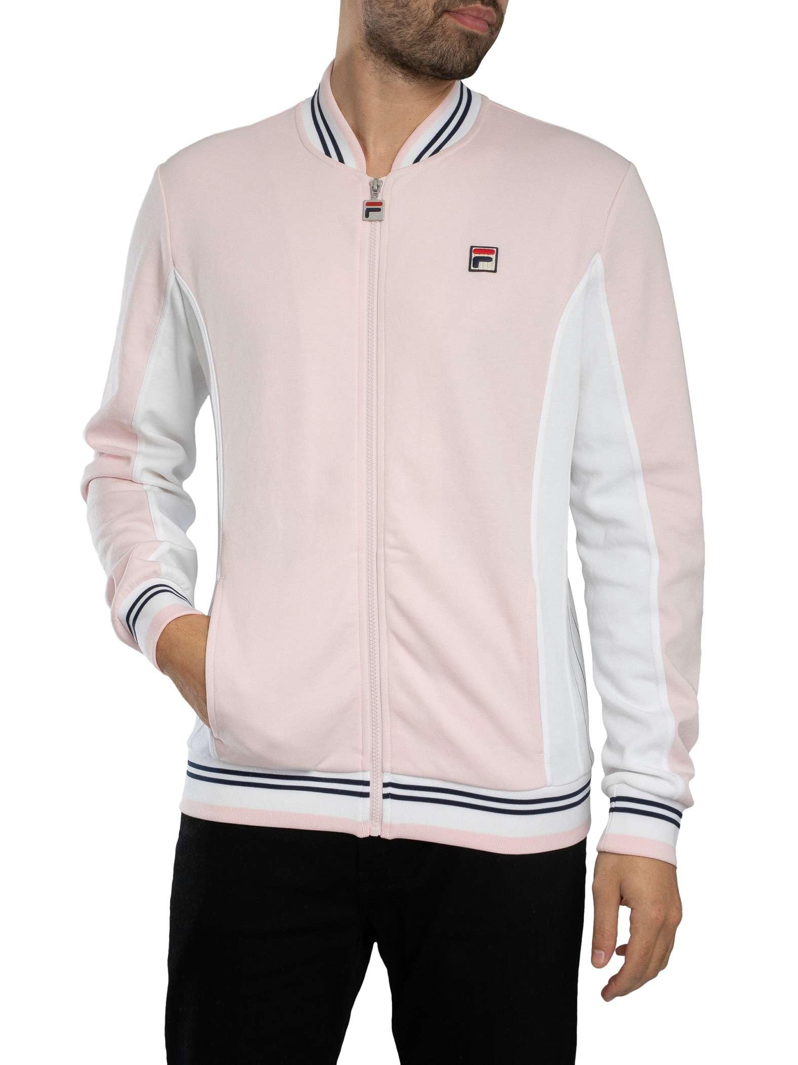 Fila Men's Settanta Baseball Jacket, Pale Lilac/White/Navy, M