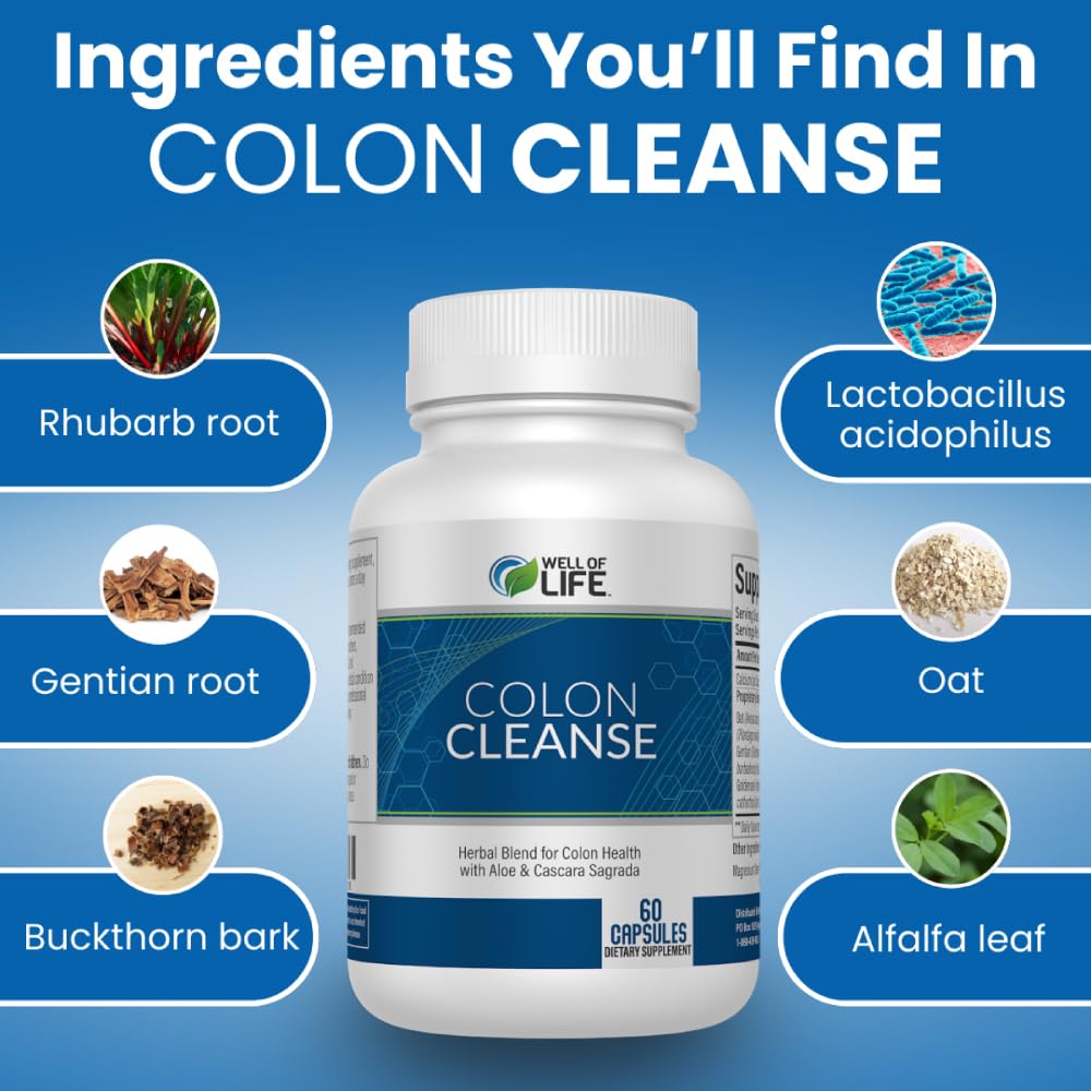 Well of Life Super Colon Cleanse Pills | Digestion Supplement & Gut Health | Constipation Relief Detox | 60 Vegan Capsules — Amazon image 2
