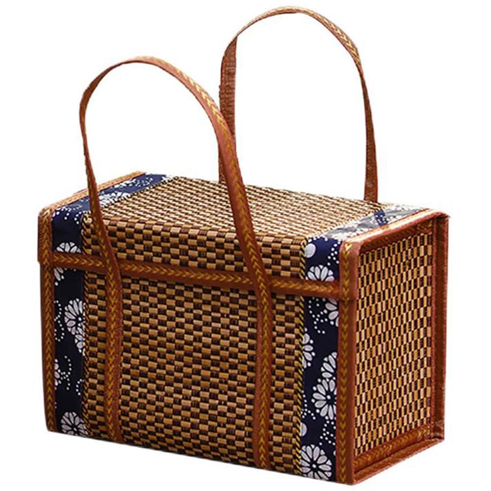 CTRLZS Woven Bamboo Products Camping Portable Storage Box Hand-Woven Basket Special Outdoor Picnic Basket Woven Basket M