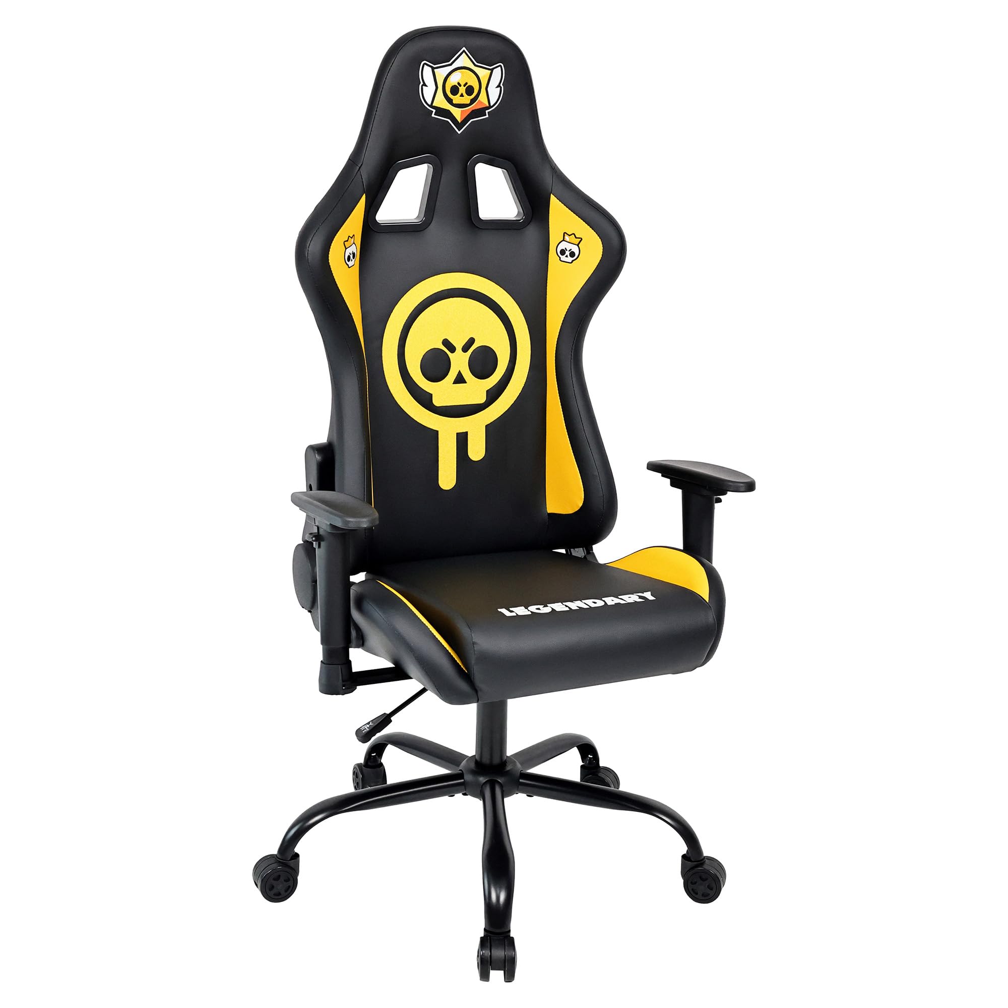 SUBSONIC Sedia Gaming Brawl Stars, Ergonomica da Ufficio, Nero, Similpelle, Braccioli 3D Regolabili, Altezza 46-56cm, Supporto Lombare, Carico Massimo 110kg