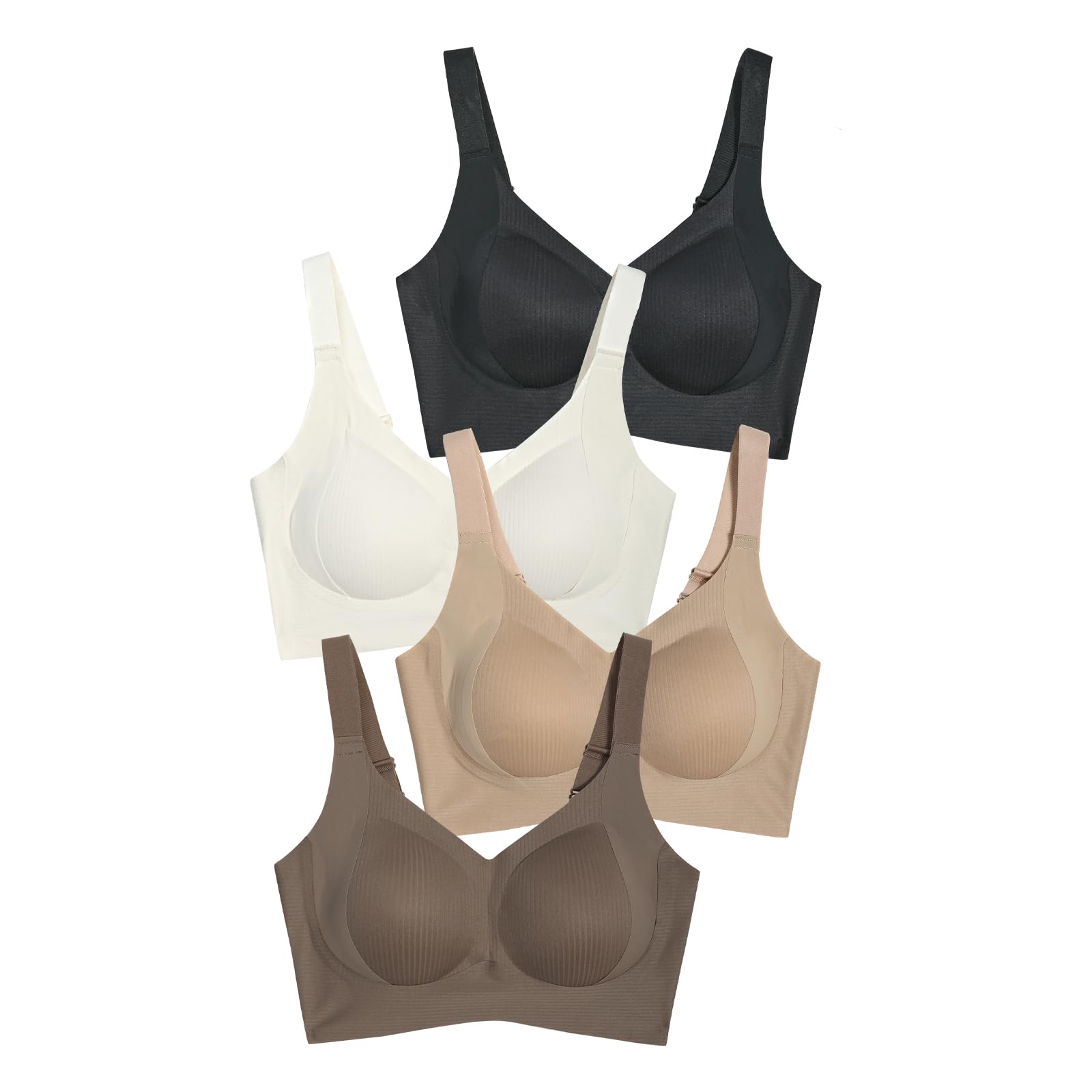4 Pack Seamless Bra for Women, No Underwire Comfortable T-Shirt Bras,Jelly Bra