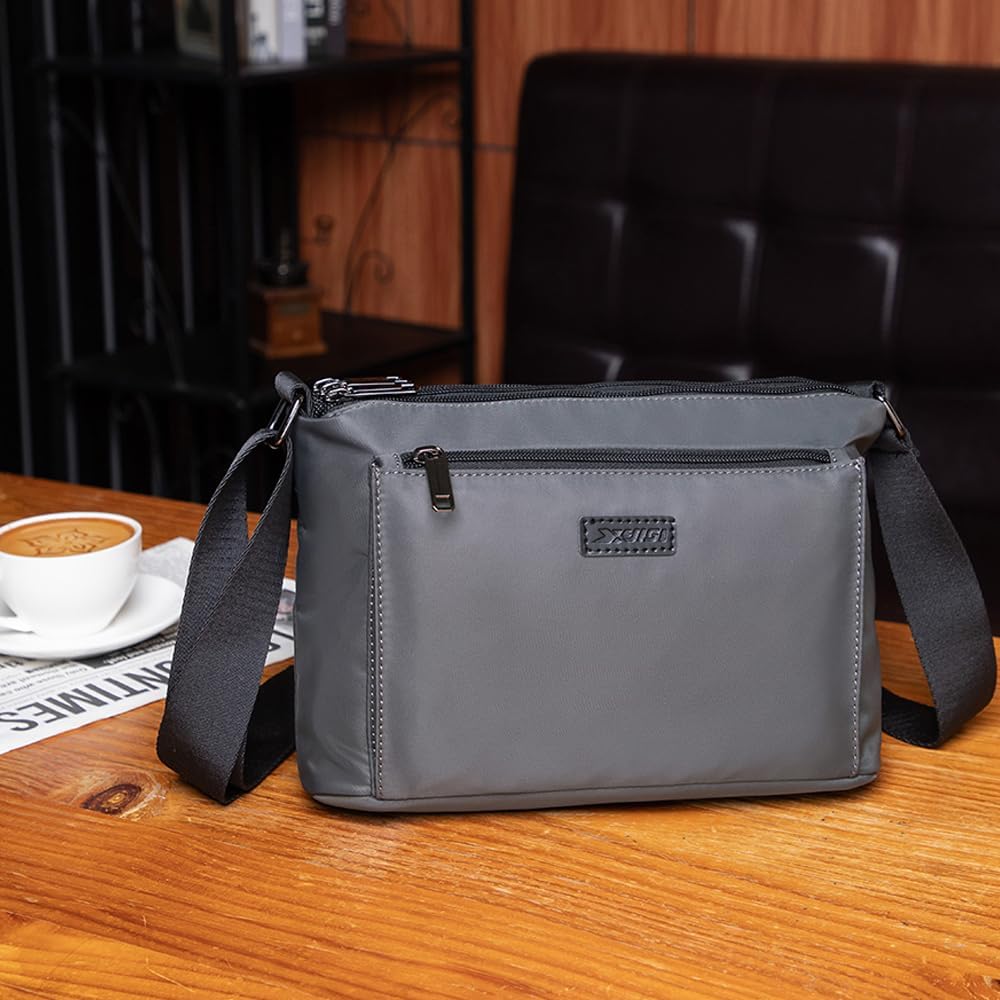 Multi Pocket Crossbody Bag for Men Casual Nylon Shoulder Bag Medium Roomy Handbag Fashion Tote Top Handle Satchel - Image 2