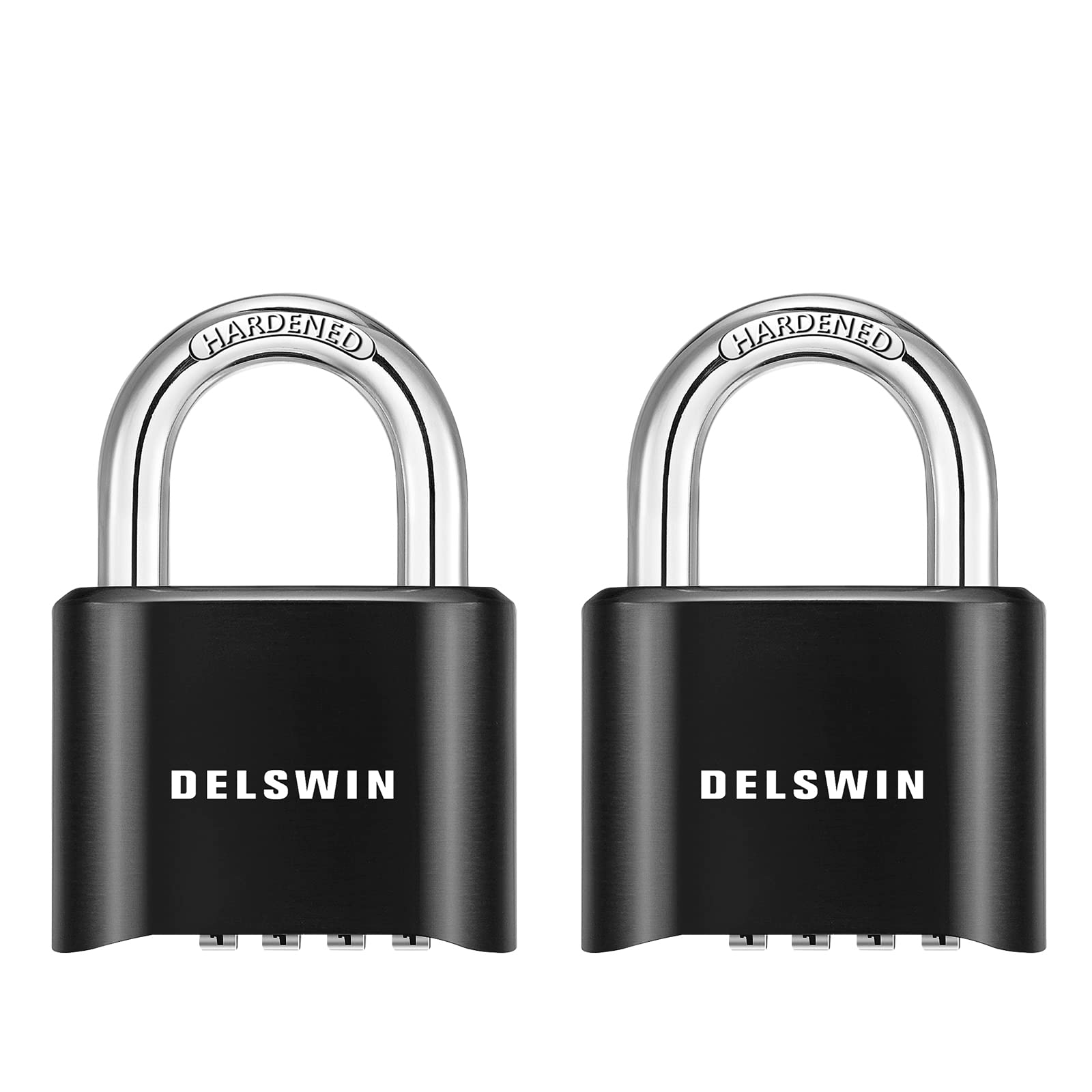 Photo 1 of DELSWIN 4-Digit Combination Lock Outdoor Padlock - Heavy Duty Locker Lock with Hardened Steel Shackle, Waterproof Combo Lock for Gym Locker, Hasp Storage, Shed, Fence, Gate (Black,2Pcs) 2P Black