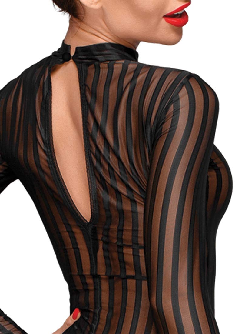 Schwarzes Handmade langes Kleid aus elastischem Tüll F182 – 3XL