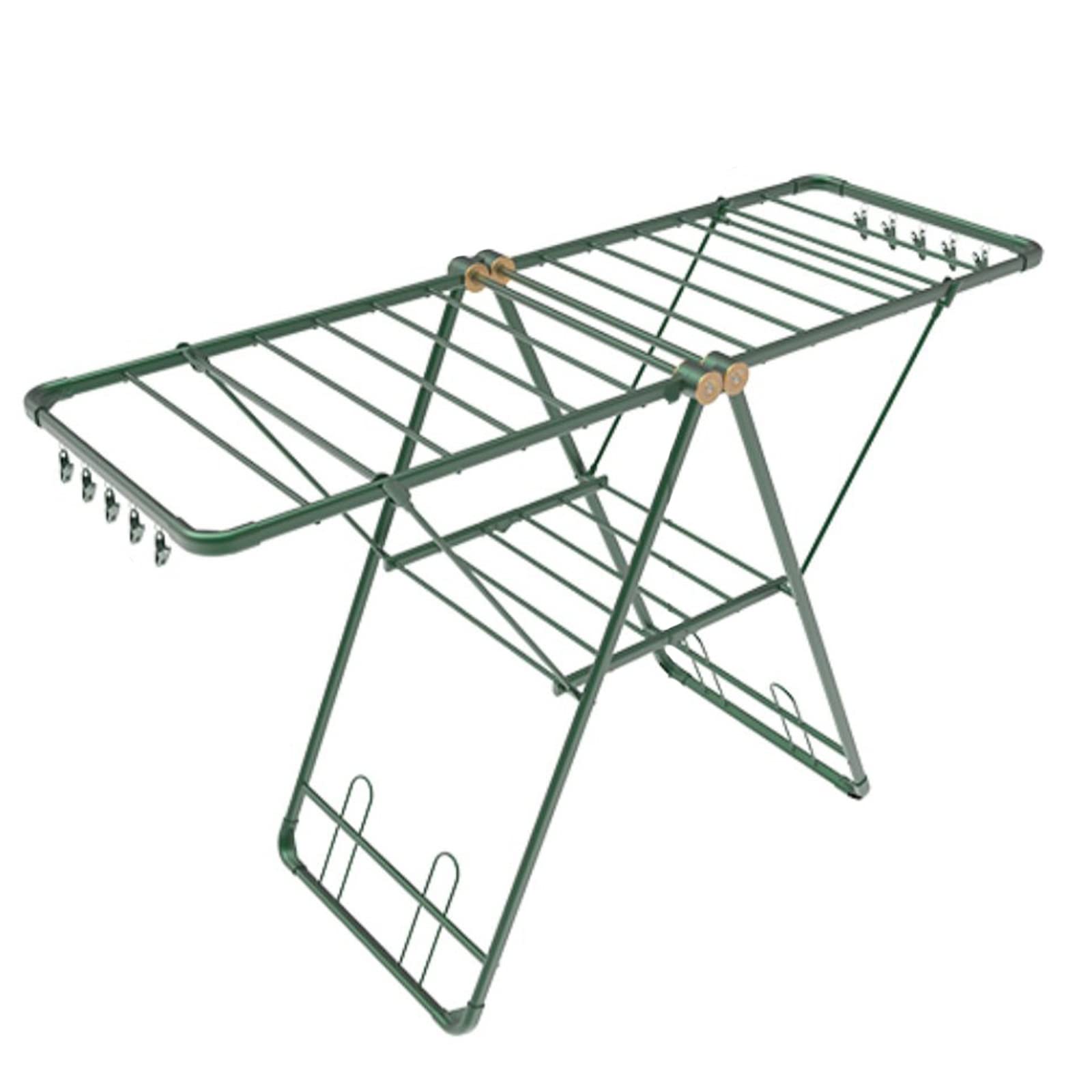 EYRMQWJPC Foldable Clothes Airer， Portable Foldable Clothes Drying Rack Aluminum Adjustable Multicolor 130cm,160cm(Green,130cm)