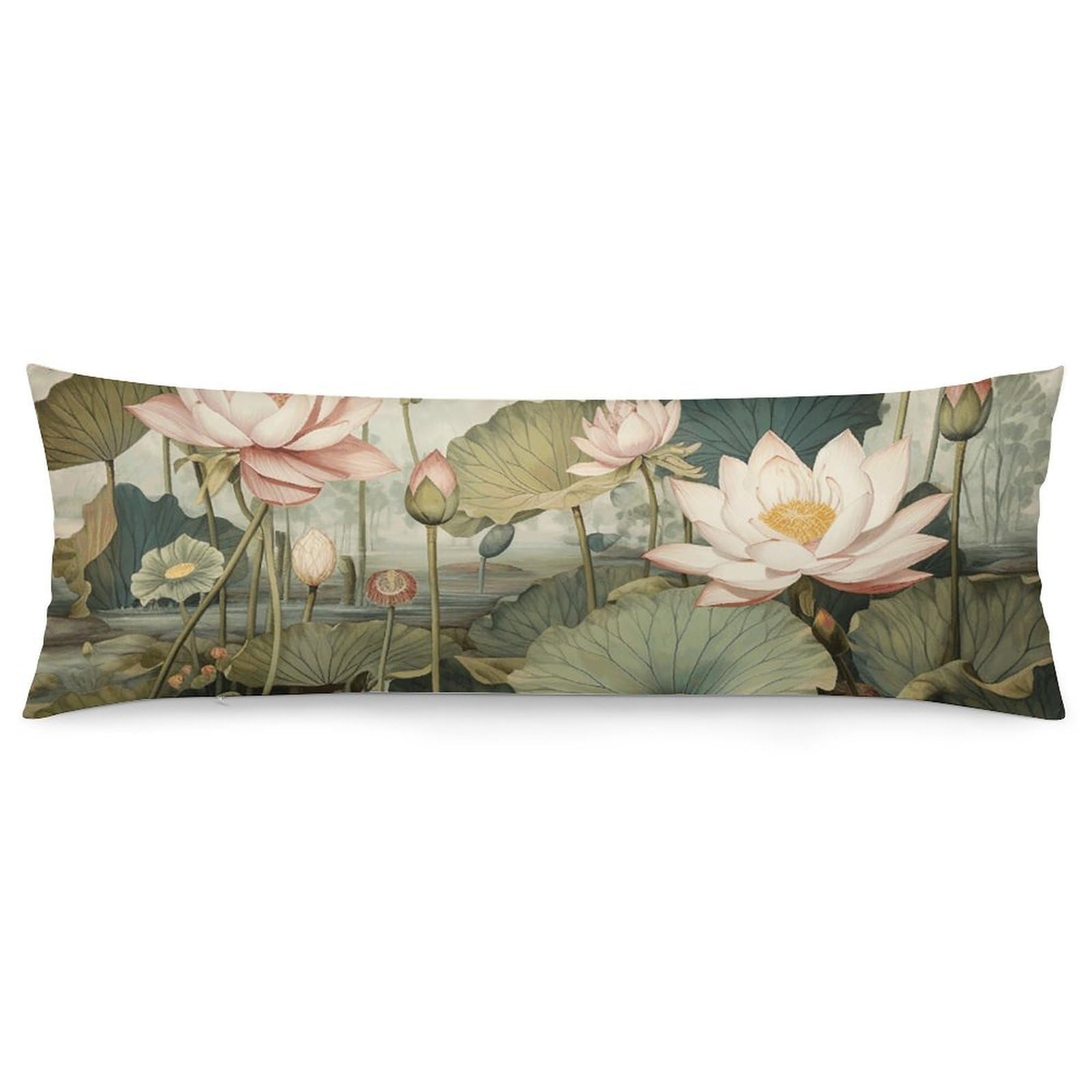 2 Pack Pillow Cases for Hair and Skin, Soft Breathable Pillow Case Covers with Hidden Zipper, Hand Drawn Flower Pillowcase 20"x54" Pillow Covers for Sleeping Gift