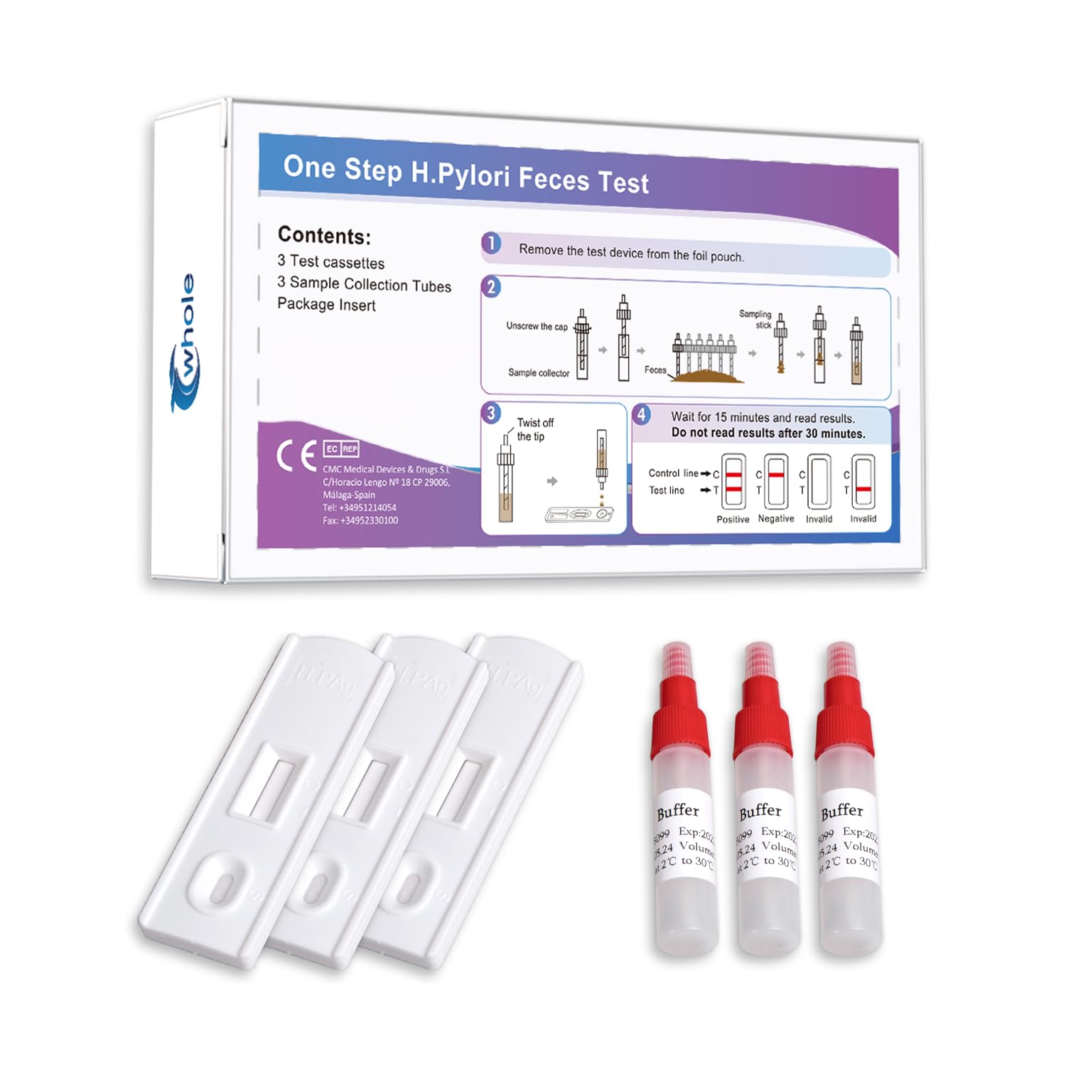 Kit de prueba rápida de H. pylori para diagnóstico casero. Prueba de heces de Helicobacter pylori. Prueba casera de antígeno (3 unidades).