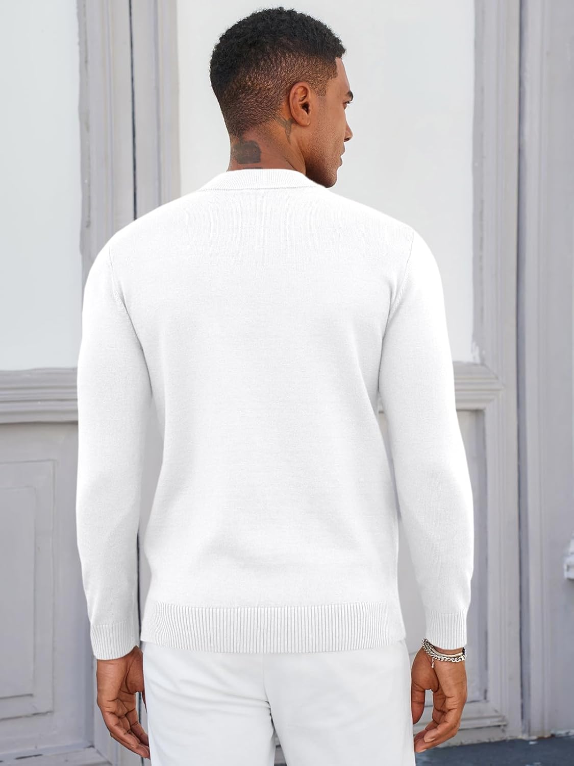 Runcati Mens Mock Turtleneck Pullover Slim Fit Casual Basic Thermal Knit Sweater Lightweight Long Sleeve Pullover Tee - Image 4