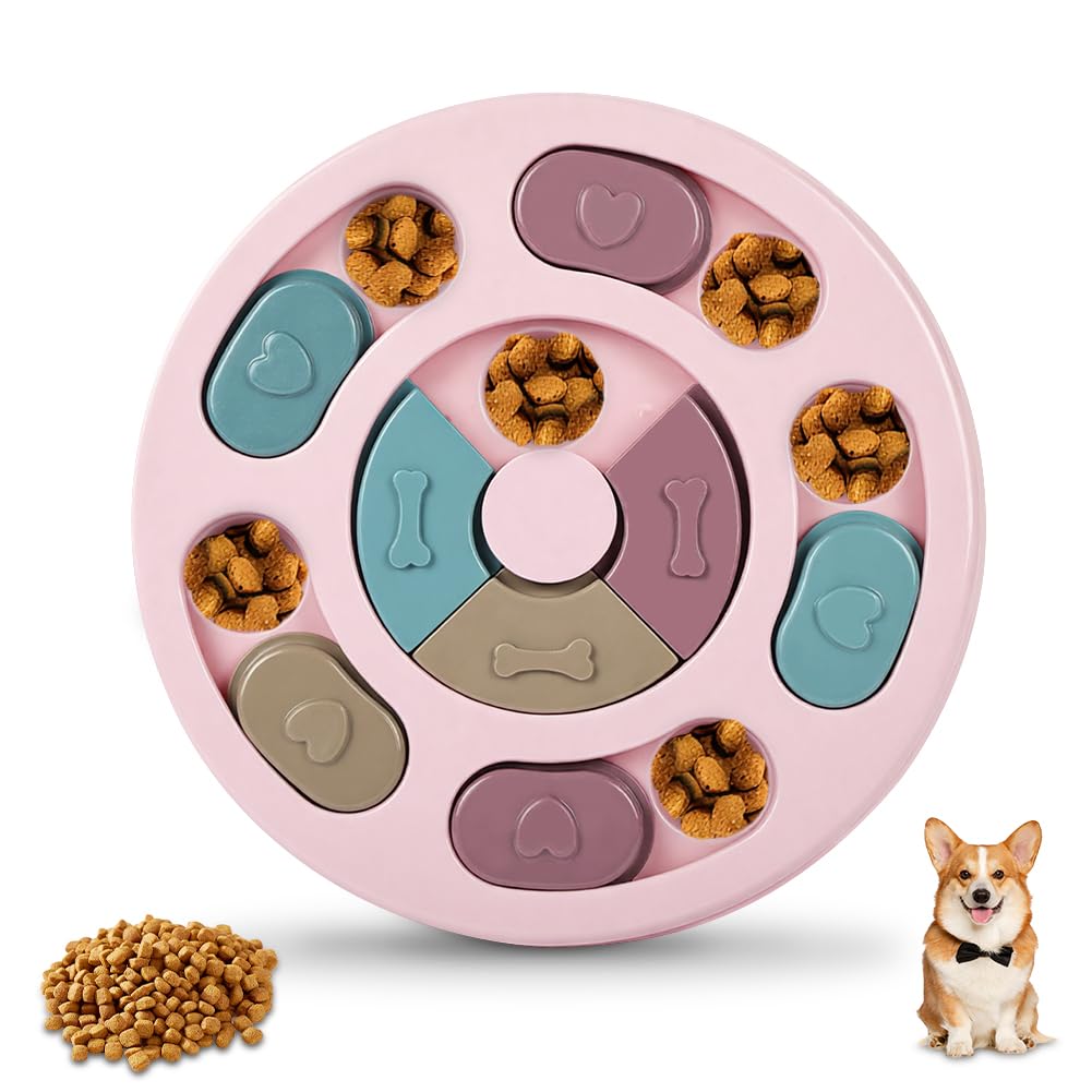 vsshe Dog Puzzle Toy, Interactive Slow Food Bowl, Treat Dispenser Feeder Dog Brain Games Dish for Puppy Birthday, Boredom IQ Training, Enrichment Brain Stimulation, Anxiety Relief, Washable