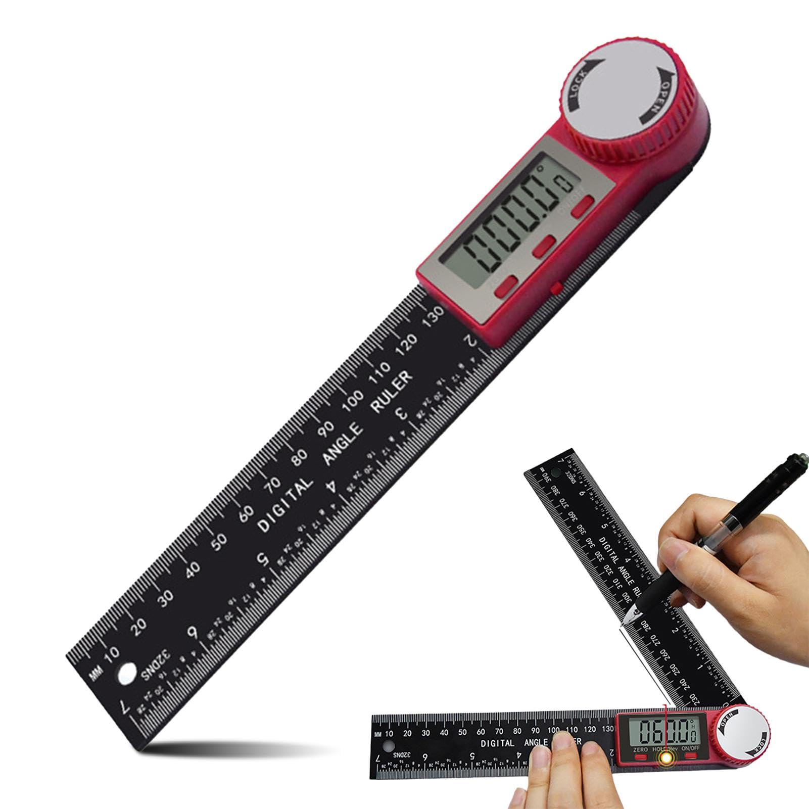 Digital Angle Finder Ruler, 200mm/7 Inch LCD Digital Inclinometer Protractor Angle Measure Tool, Digital Protractor 0-360°