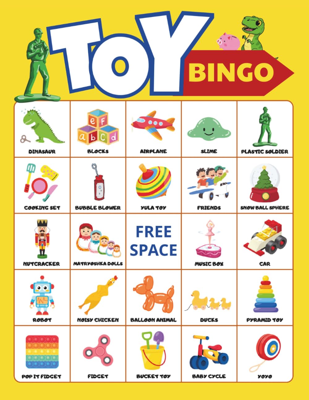 Toy Bingo: 32-Player Playtime Themed Party Games for Kids Birthdays, Preschool Classrooms, Family Night Game activities