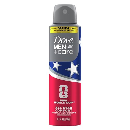 DOVE MEN + CARE All Star Comfort Dry Spray Antiperspirant FIFA World Cup 2026 Edition 72H Protection with Moisturizer Warm Indulgent Scent | 3.8 oz