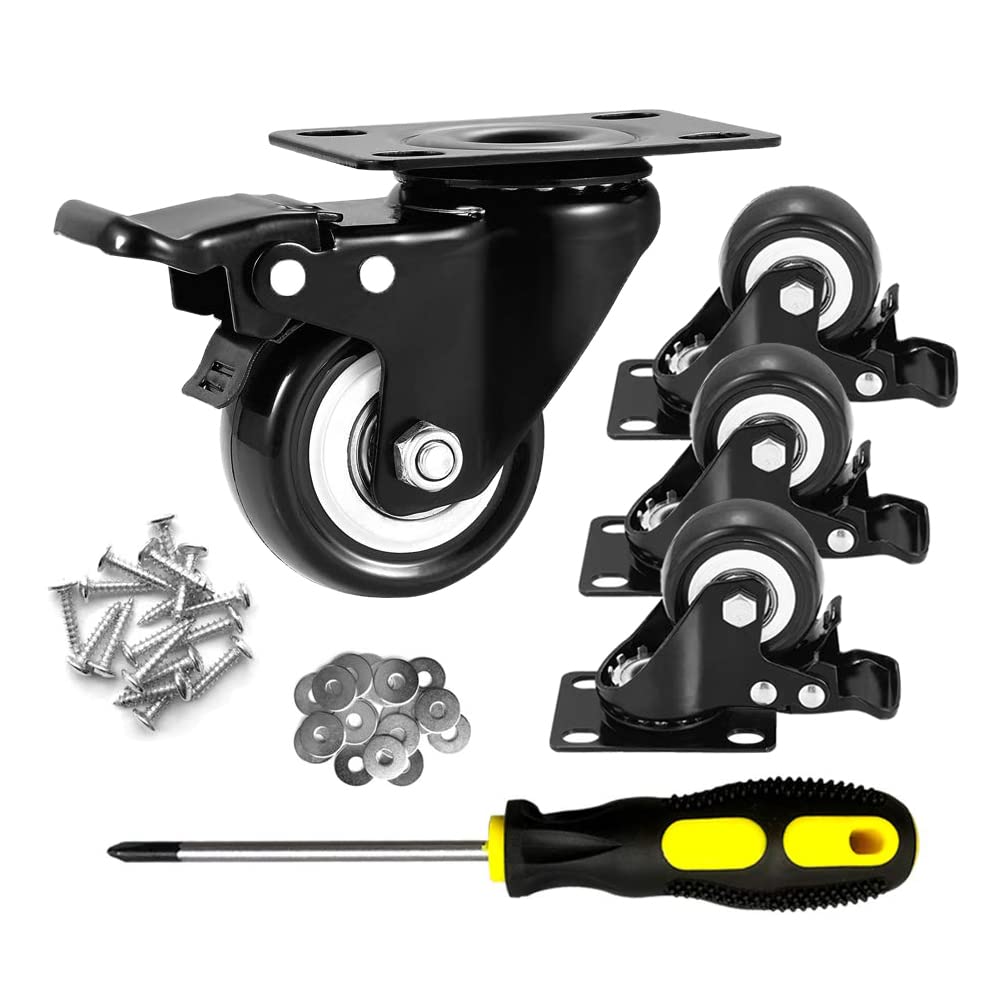 Buy 2 inch Caster Wheels,Set of 4,Heavy Duty Swivel Casters with Brake