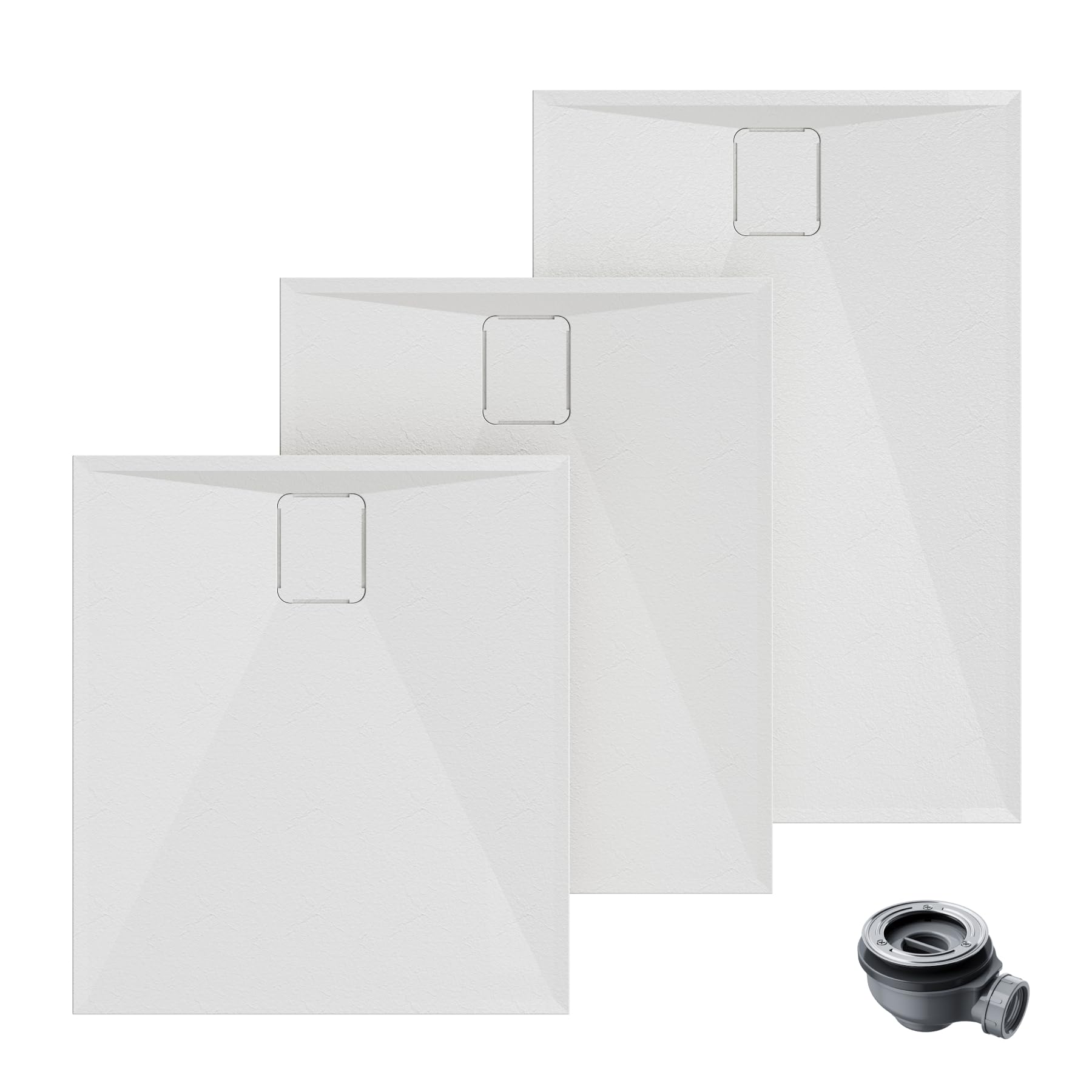 HOROW Plato de ducha acrílico, 120 x 80 x 4 cm, blanco, rectangular, plano, superficie antideslizante, fácil de limpiar con DIN con desagüe, resistente, para baño y ducha