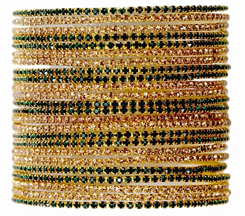 Zircon Gemstone Studded Glossy Finished Bangle Set - Pack Of 24