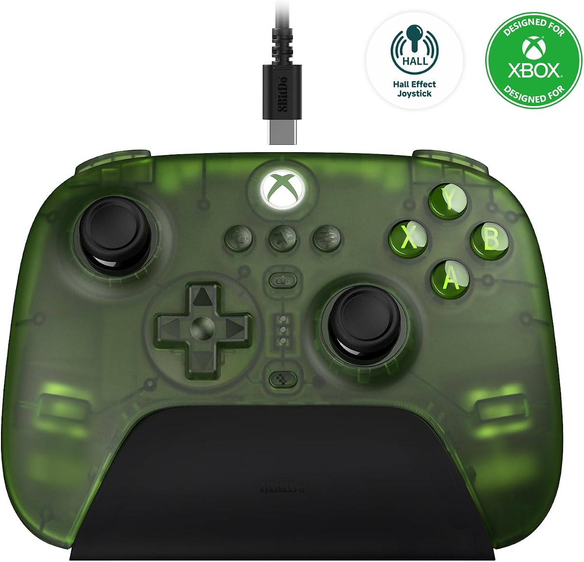 Controlador 8BitDo Ultimate de 3 modos, joysticks de efecto Hall, botones traseros profesionales, solo con cable para Xbox Series X|S y Xbox One, compatibilidad con Apple, Windows y Android, licencia oficial (Jade)