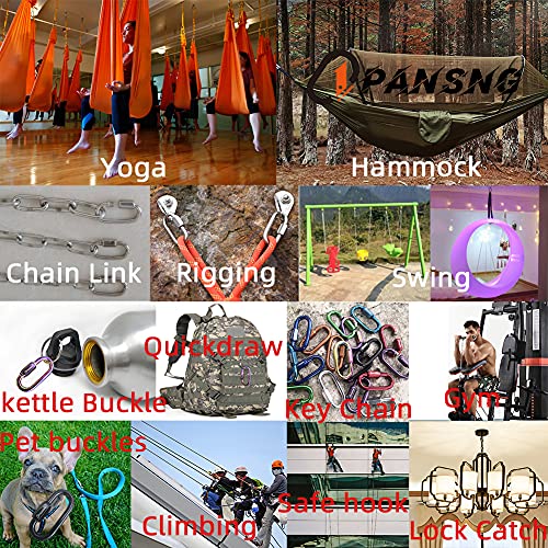 Pansng M5 14Pcs Threaded Quick Links Stainless Steel Silver Screw Chain Links Chain Connector Oval-Shape Locking Chain Link Lockable 3/16 Inchs 1200 Pounds For Camping/Pet #TOP2