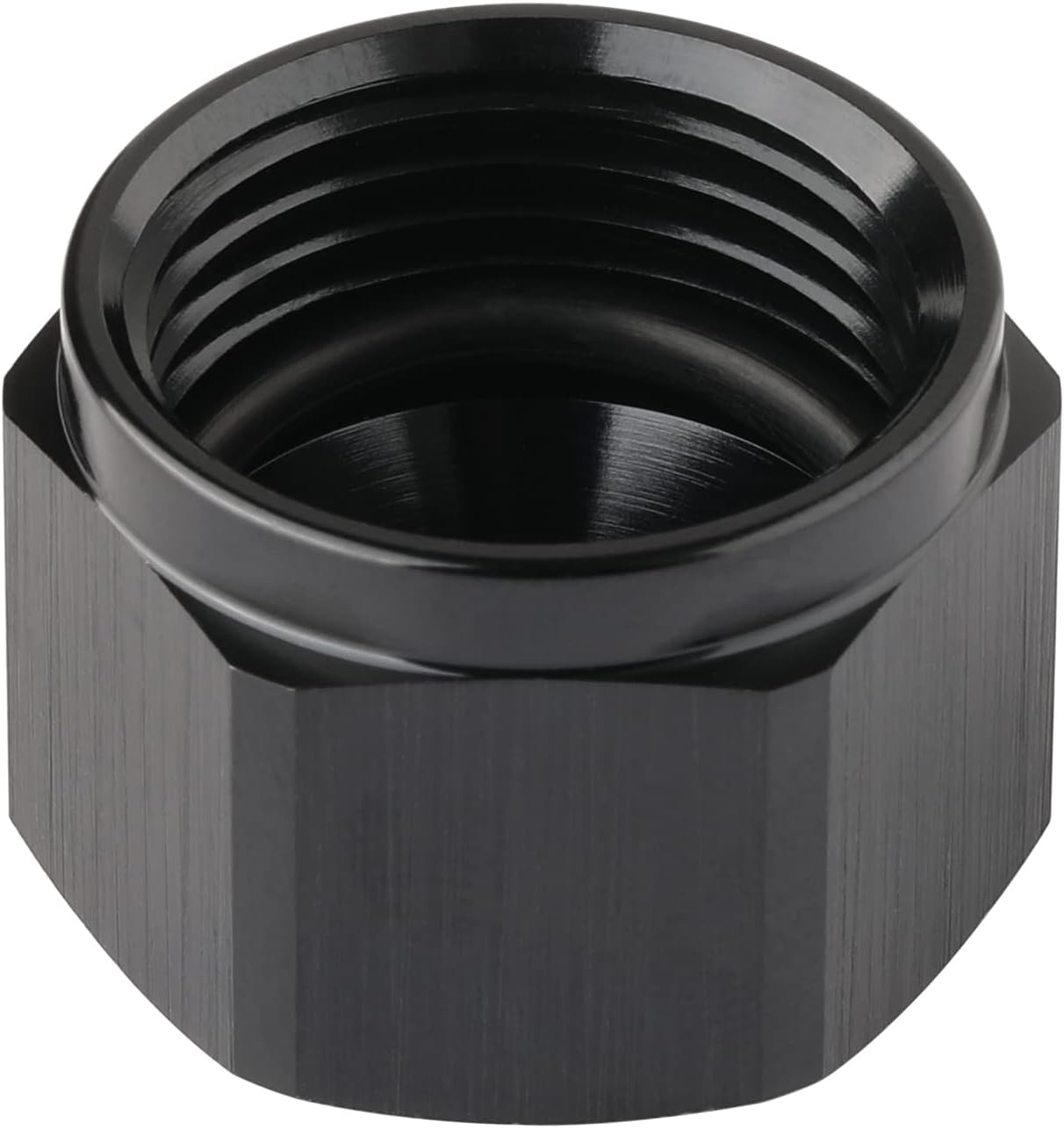 20AN Female Flare Cap Port Plug Block Off Fitting Adapter with Internal O-ring Aluminum Black 2PCS