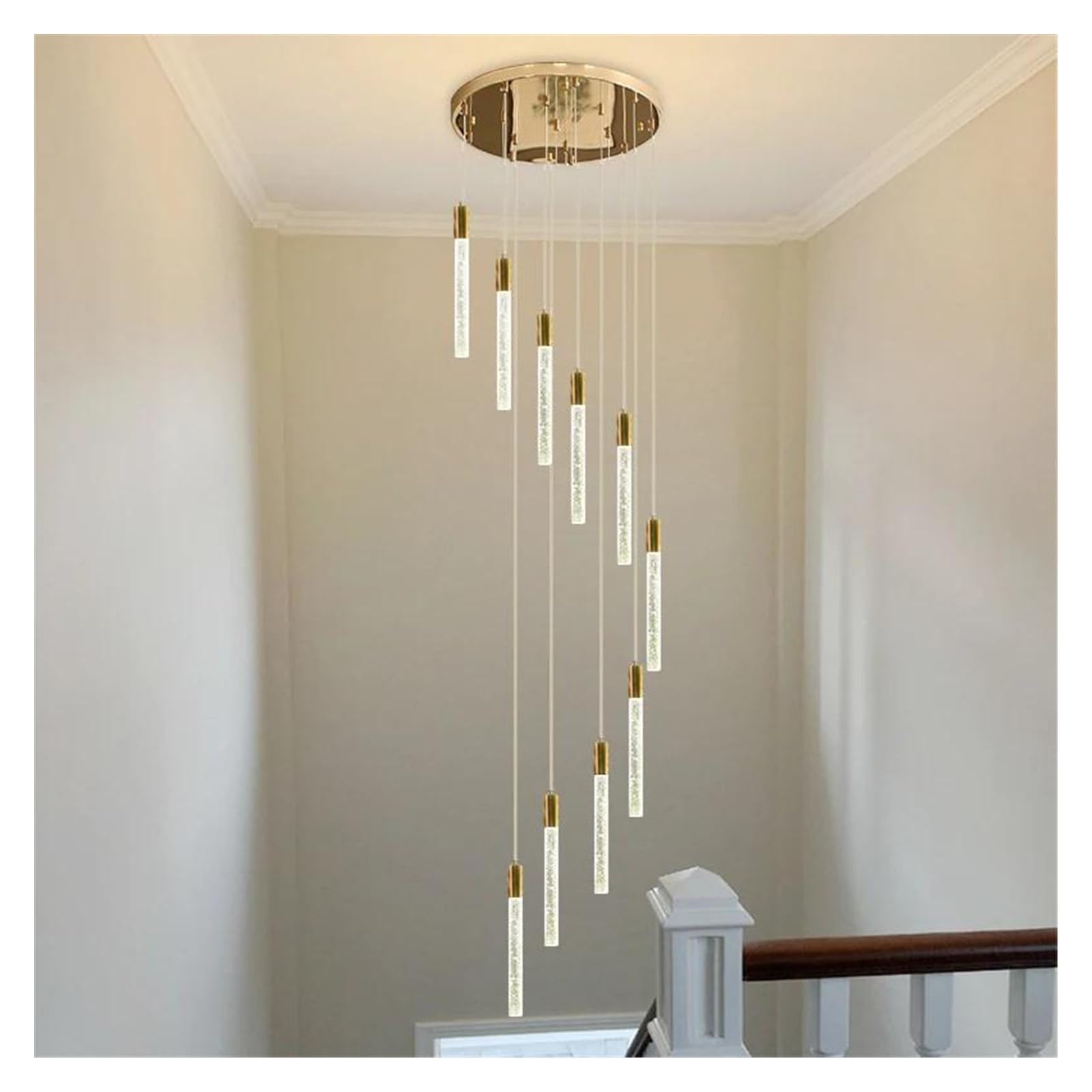 Genérico Lámparas de araña, Lámpara de araña LED moderna for sala estar, lámpara cristal, for escalera, lámparas largas en espiral, luz for el hogar