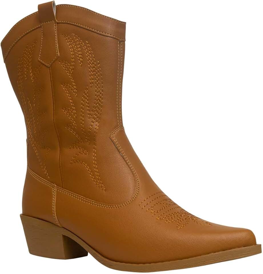 Bota Texana Feminina Boiadeira Western Country Cano Médio