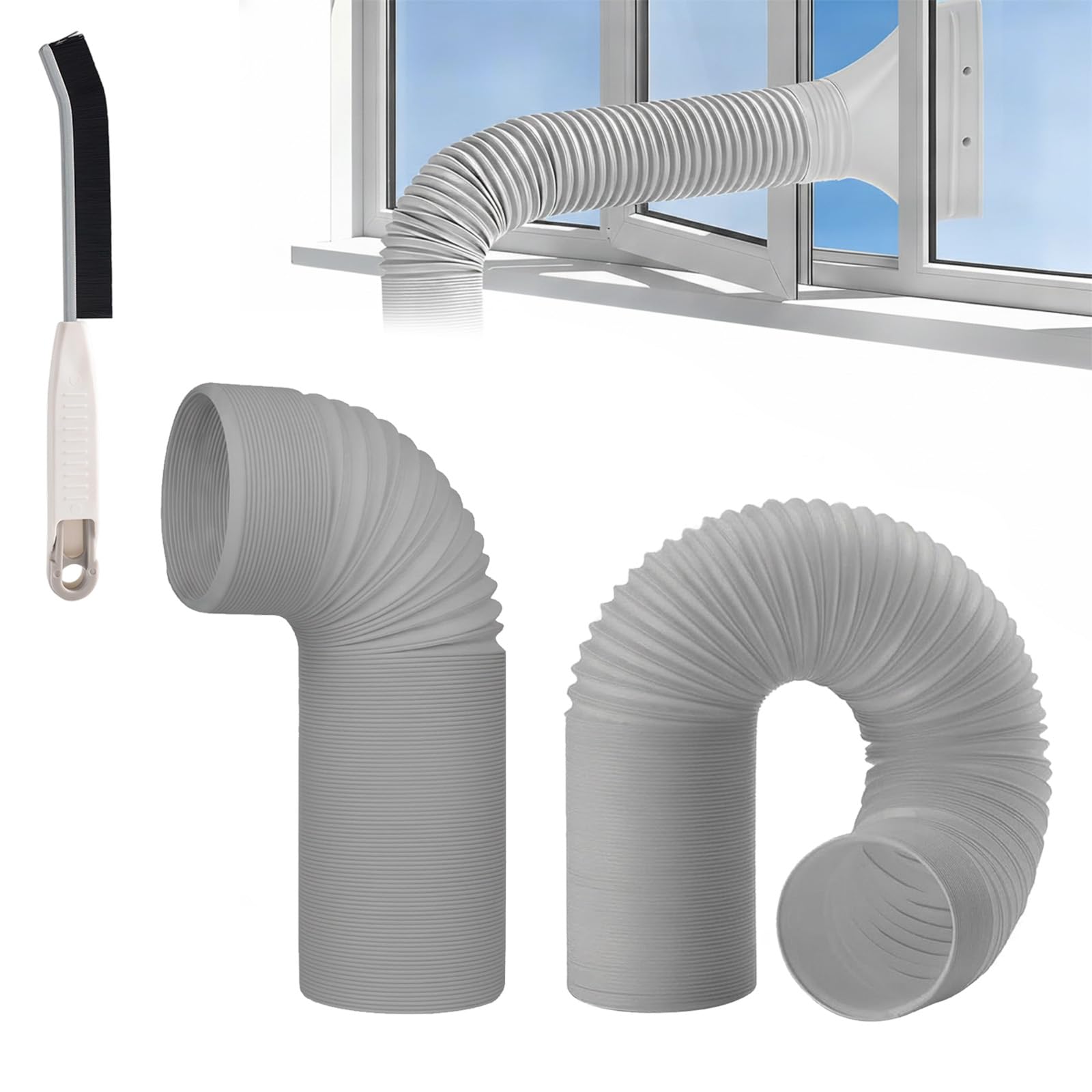 Liocwocne B+C Air Con Hose Window Vent Attachment, Flat Air Conditioner Window Adapter For 130Mm & 150Mm Exhaust Hose, Universal Portable Ac Extension Connector Port For Air Conditioning (B+C)