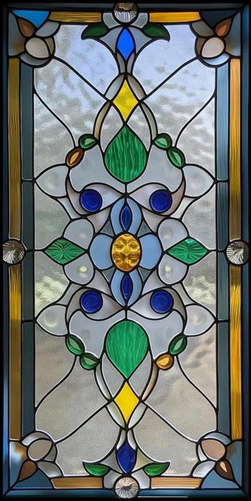 Retro Glass Film, American Colored Glass Film, Window Sticker Stained Glass Window FilM Static Cling Frosted/Etched