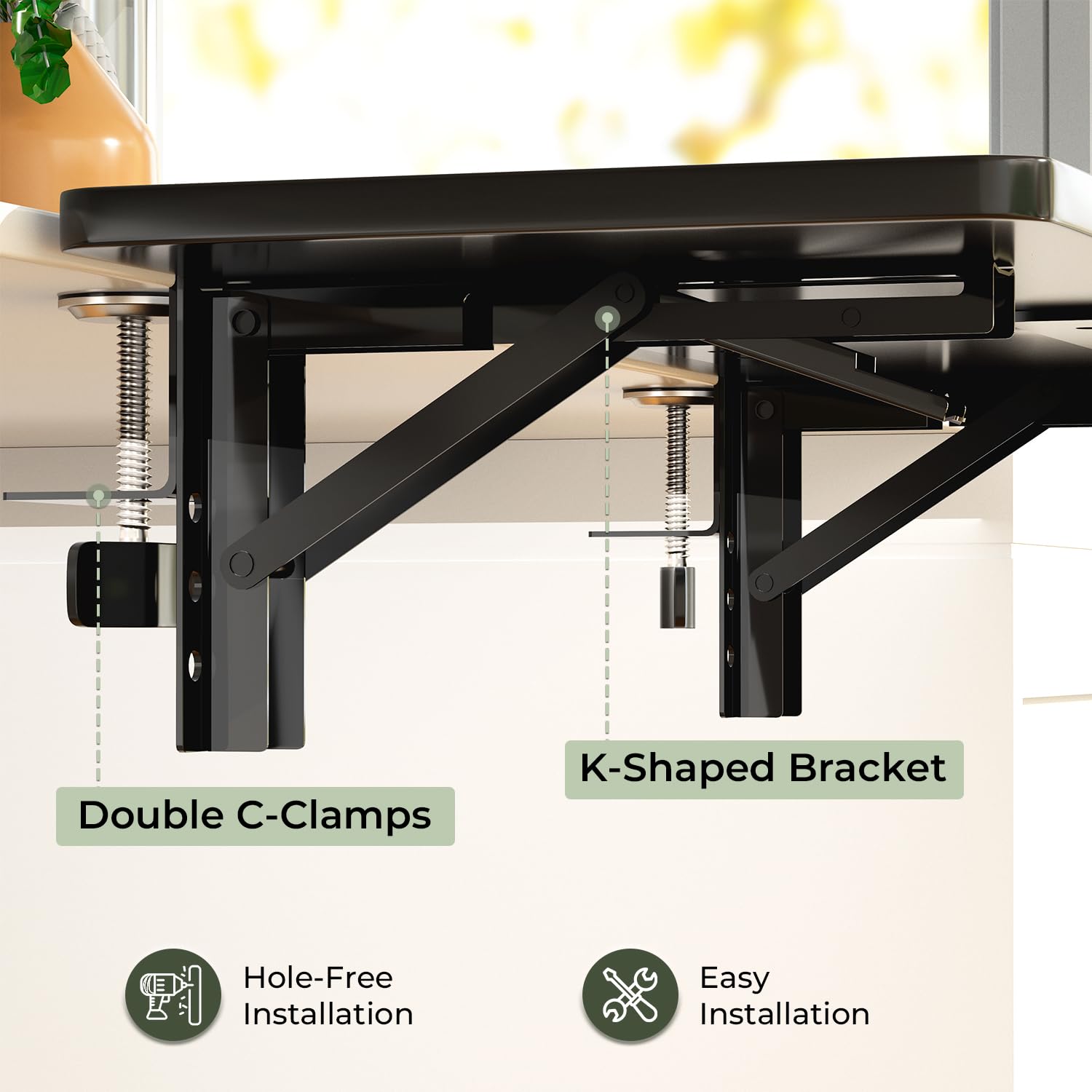 VIVO Clamp-on 16 Inch Flexible 2-Tier Shelving Unit For