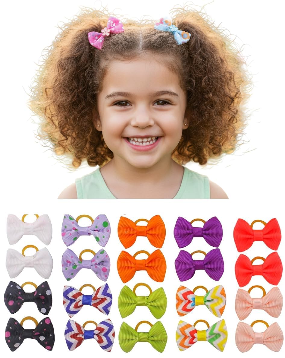 12 pcs printed Baby Girls Hair Bows Ties || Elastic Hair Rubber Ribbon Hair Band || Multi-colored for kids infants and todder l(printed_bow)-image-28